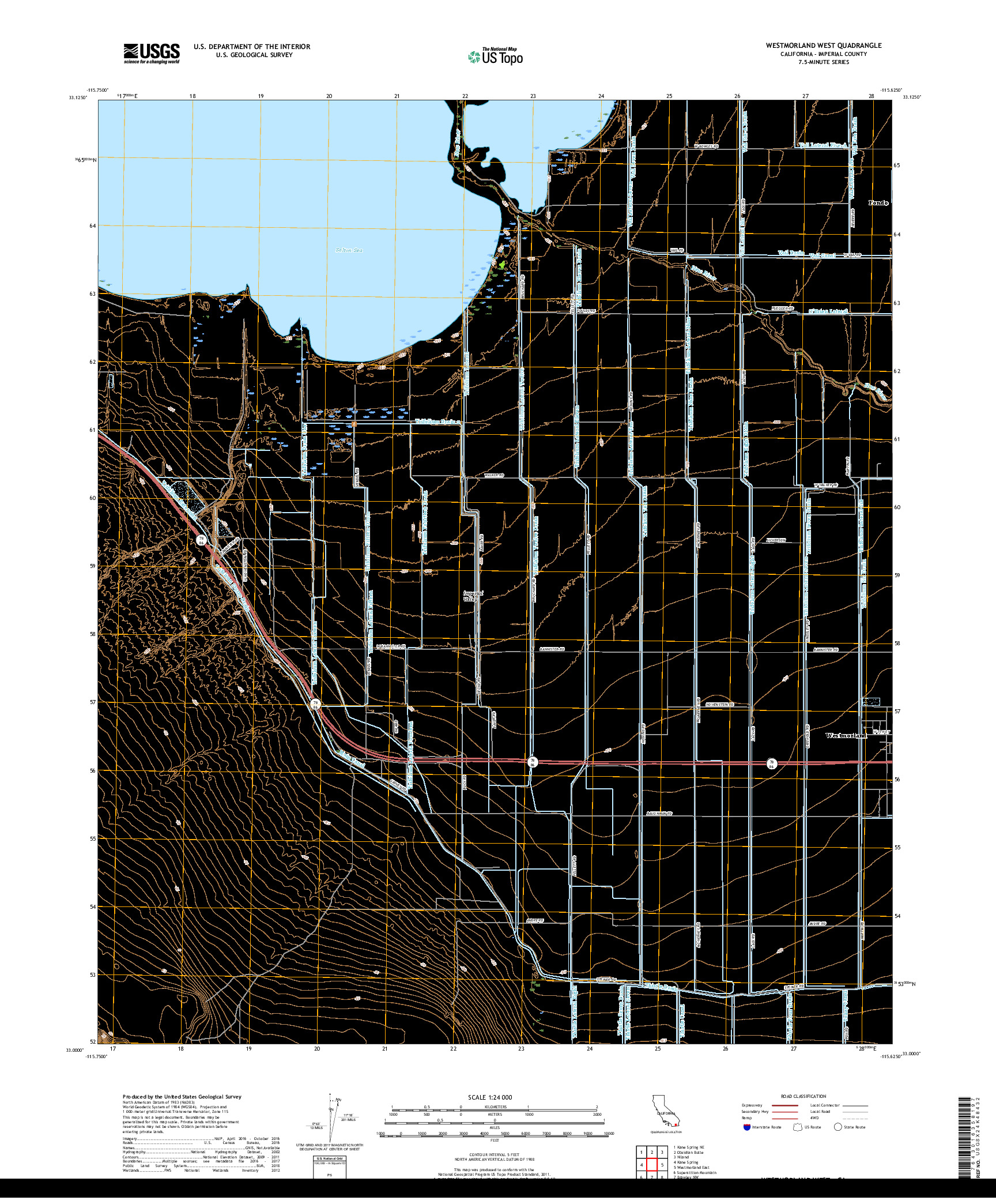 USGS US TOPO 7.5-MINUTE MAP FOR WESTMORLAND WEST, CA 2018