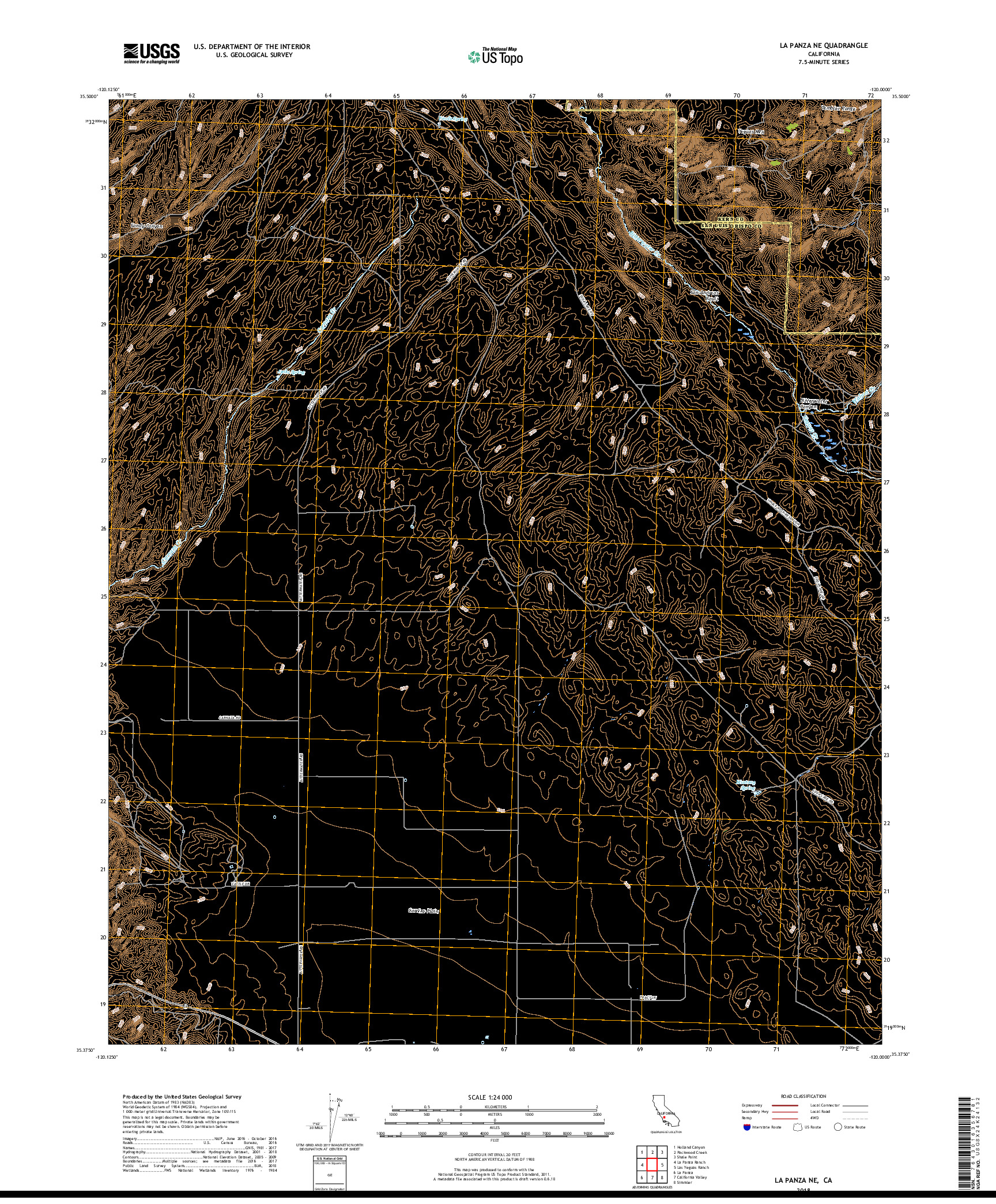 USGS US TOPO 7.5-MINUTE MAP FOR LA PANZA NE, CA 2018