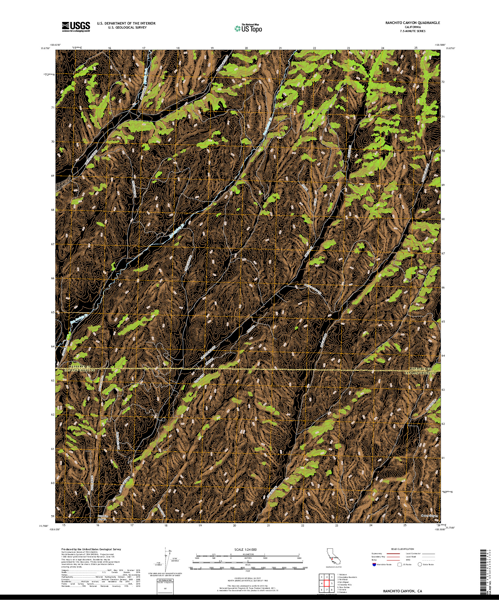 USGS US TOPO 7.5-MINUTE MAP FOR RANCHITO CANYON, CA 2018