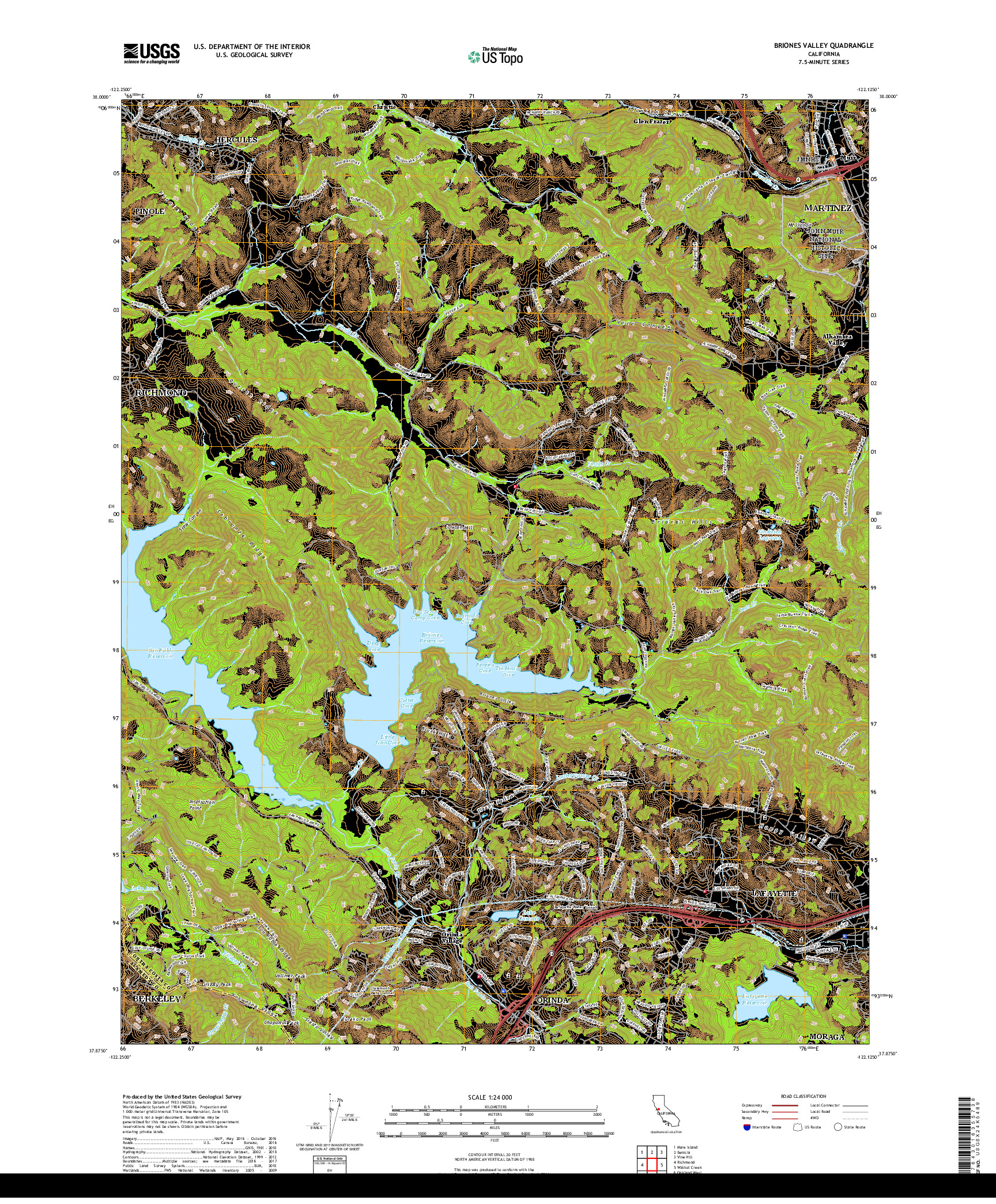 USGS US TOPO 7.5-MINUTE MAP FOR BRIONES VALLEY, CA 2018