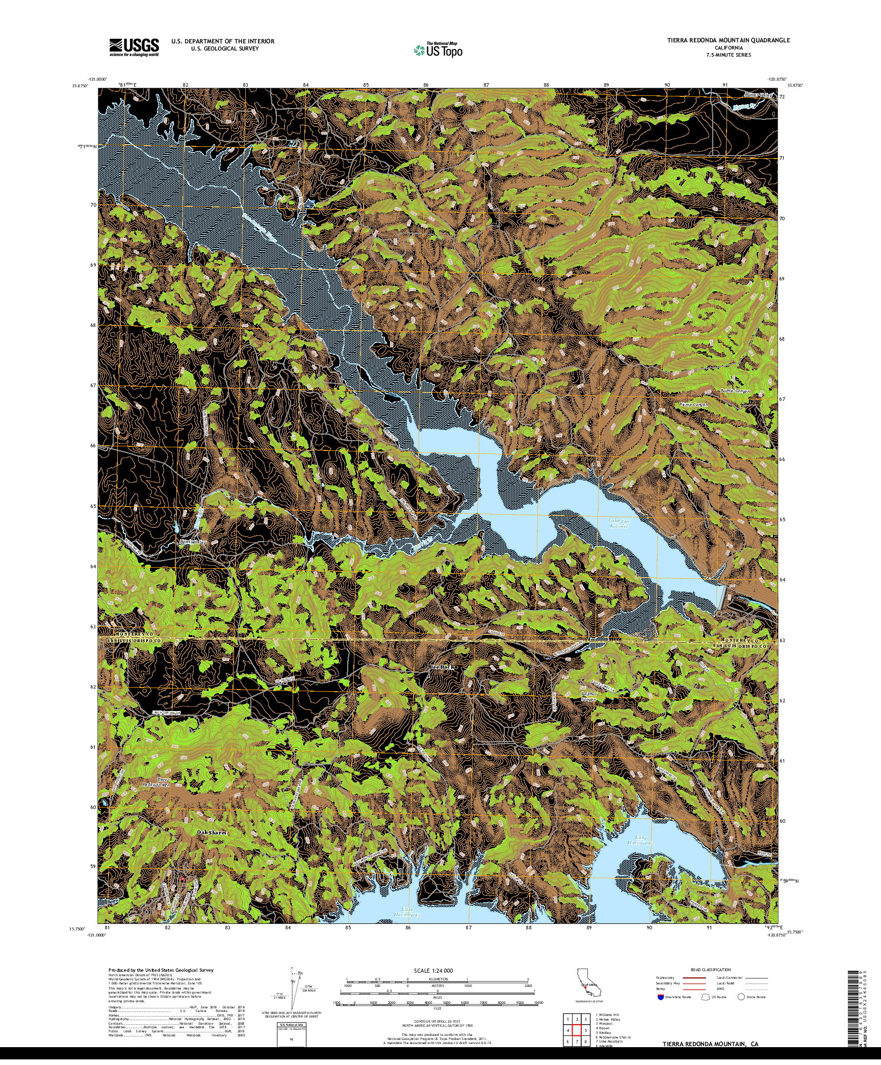 USGS US TOPO 7.5-MINUTE MAP FOR TIERRA REDONDA MOUNTAIN, CA 2018