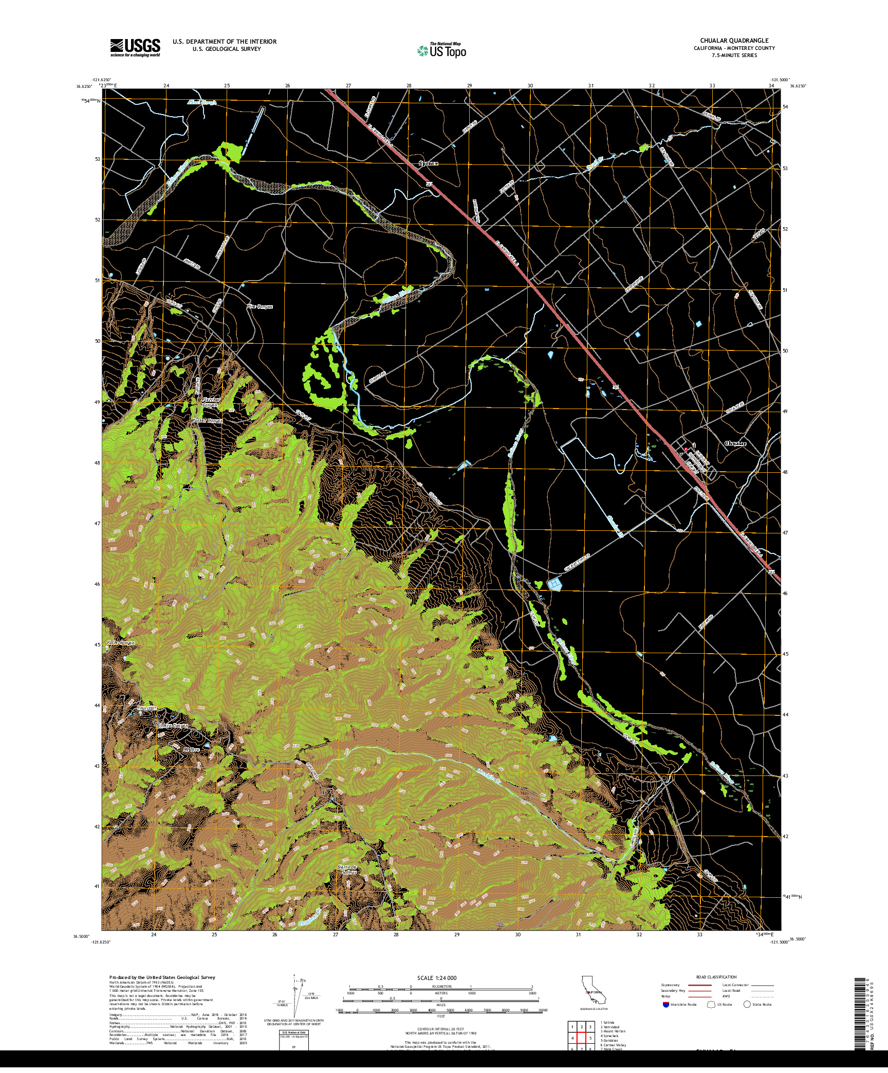 USGS US TOPO 7.5-MINUTE MAP FOR CHUALAR, CA 2018