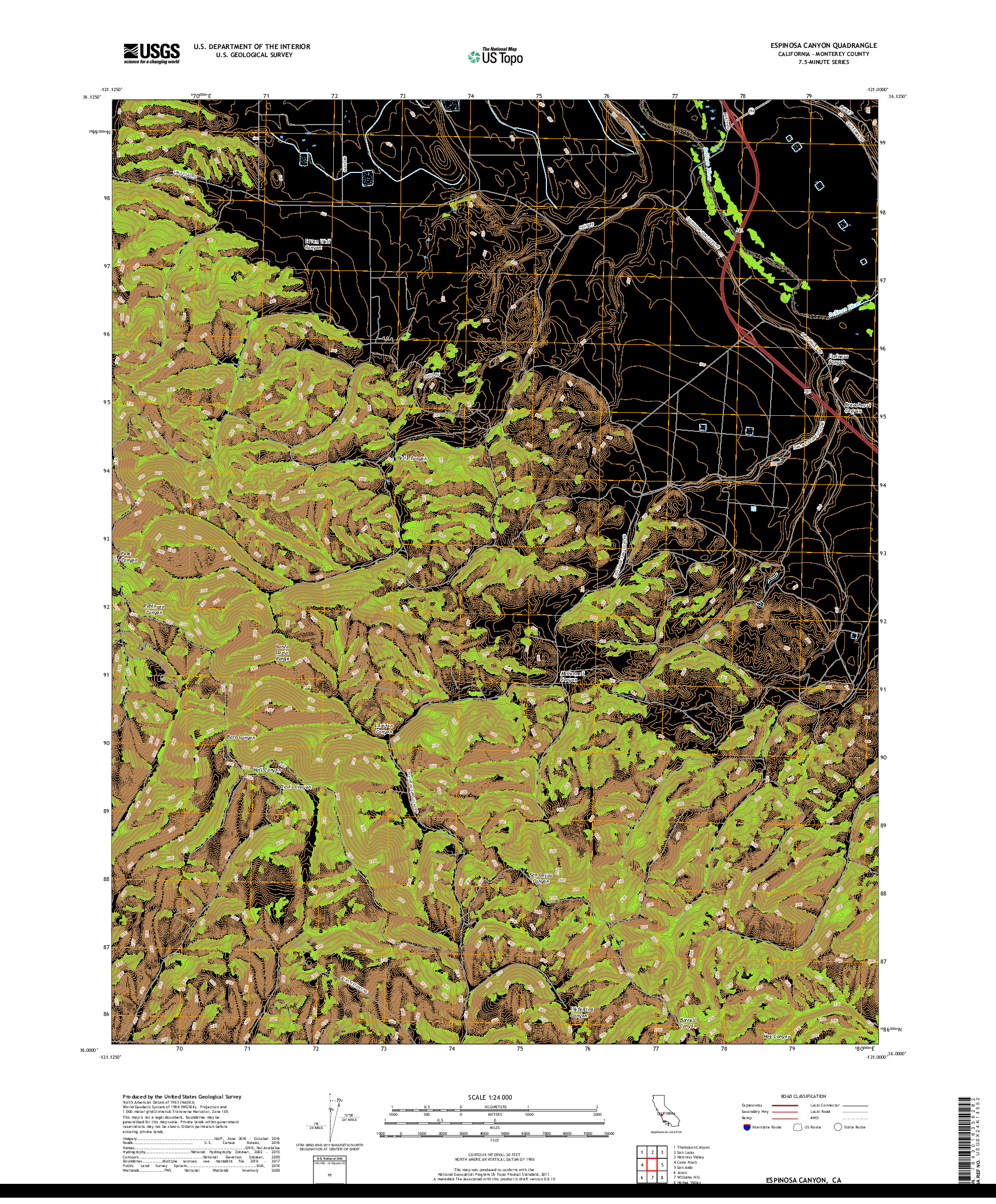 USGS US TOPO 7.5-MINUTE MAP FOR ESPINOSA CANYON, CA 2018