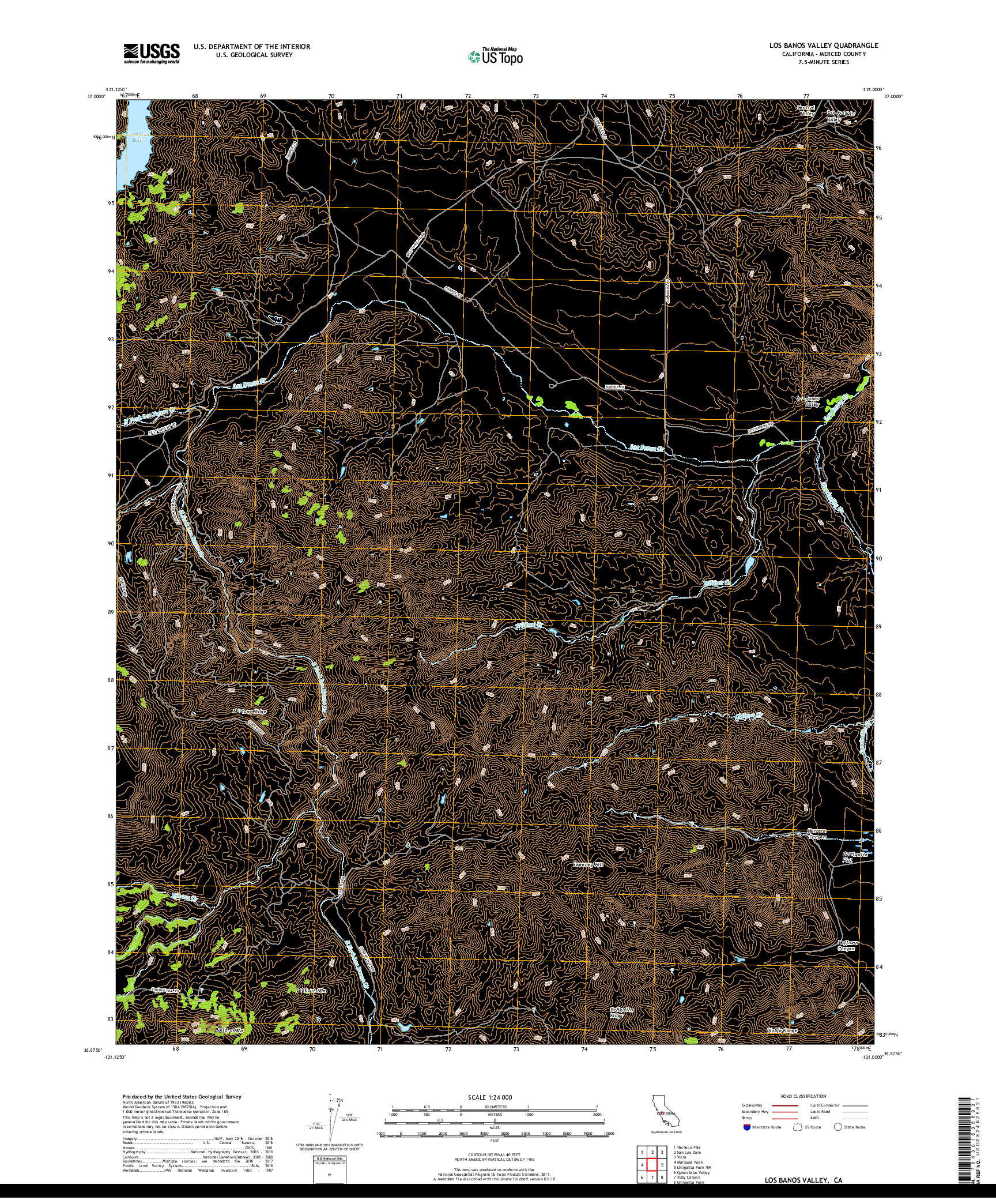 USGS US TOPO 7.5-MINUTE MAP FOR LOS BANOS VALLEY, CA 2018