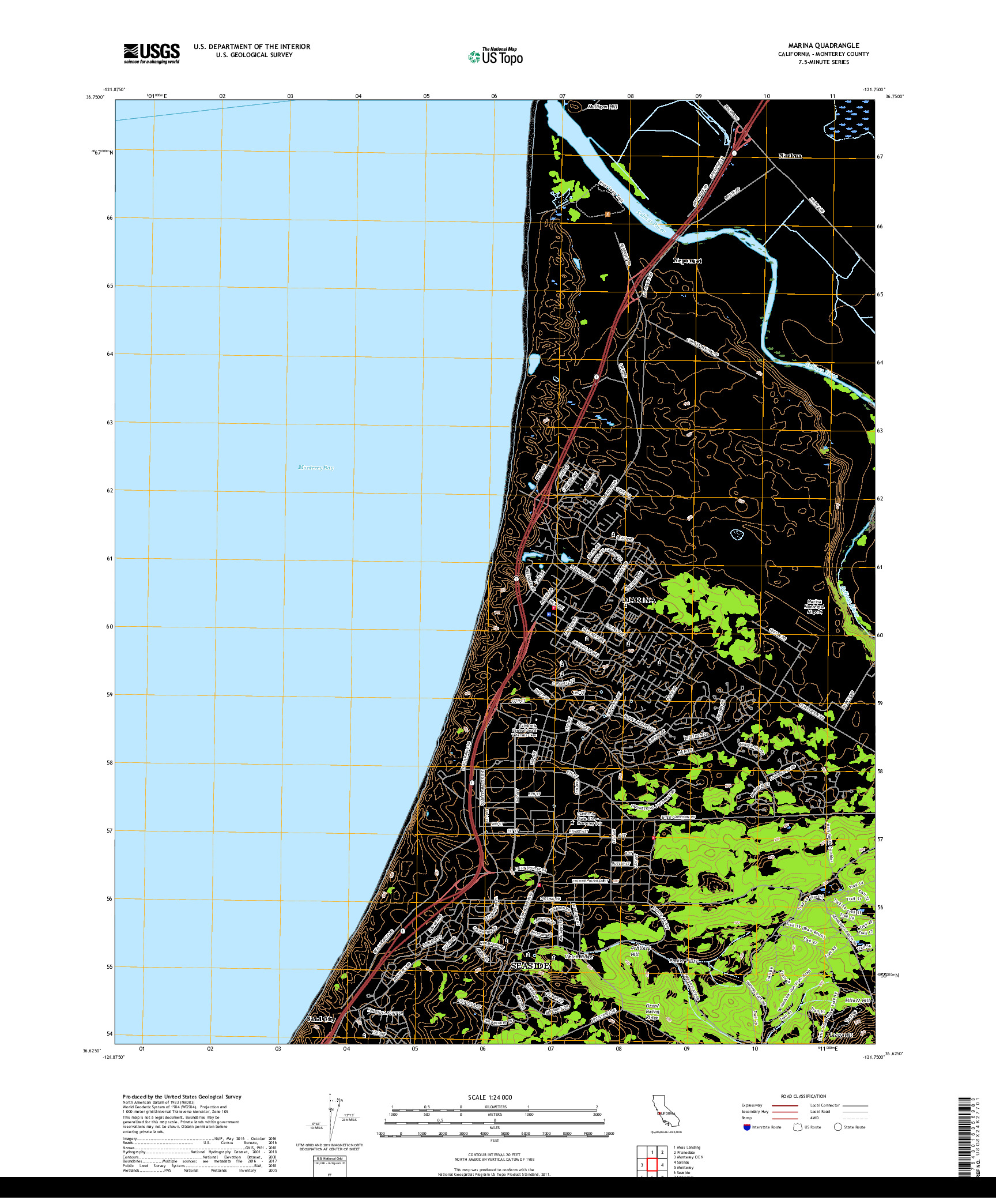USGS US TOPO 7.5-MINUTE MAP FOR MARINA, CA 2018
