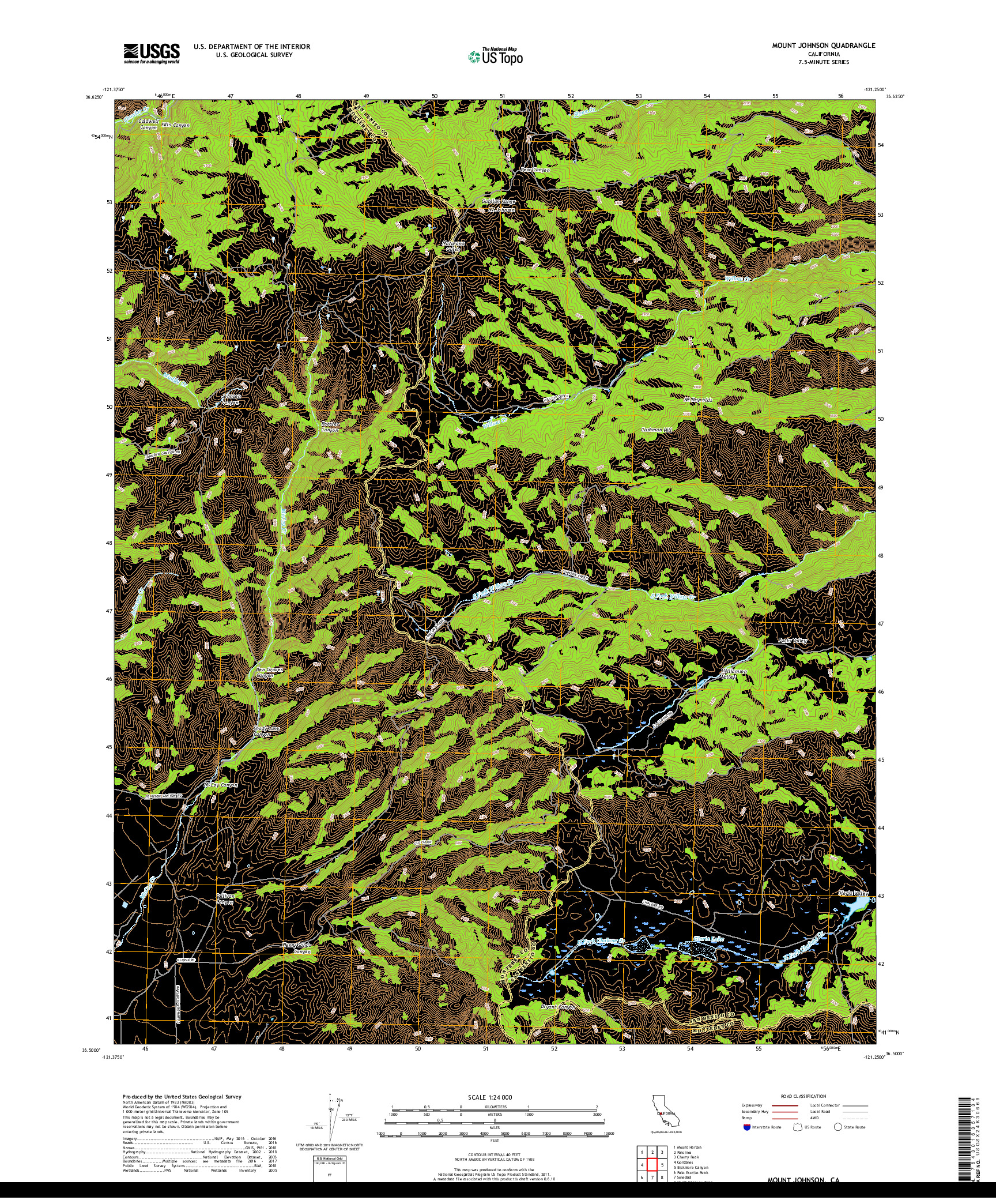 USGS US TOPO 7.5-MINUTE MAP FOR MOUNT JOHNSON, CA 2018