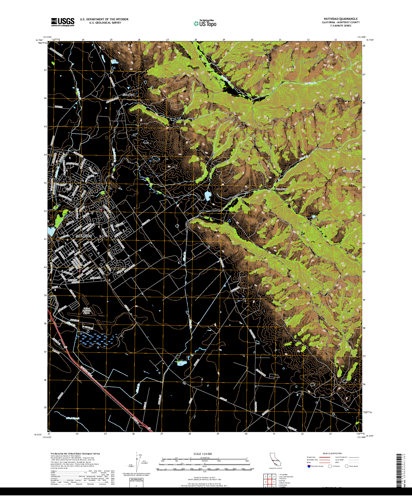 USGS US TOPO 7.5-MINUTE MAP FOR NATIVIDAD, CA 2018