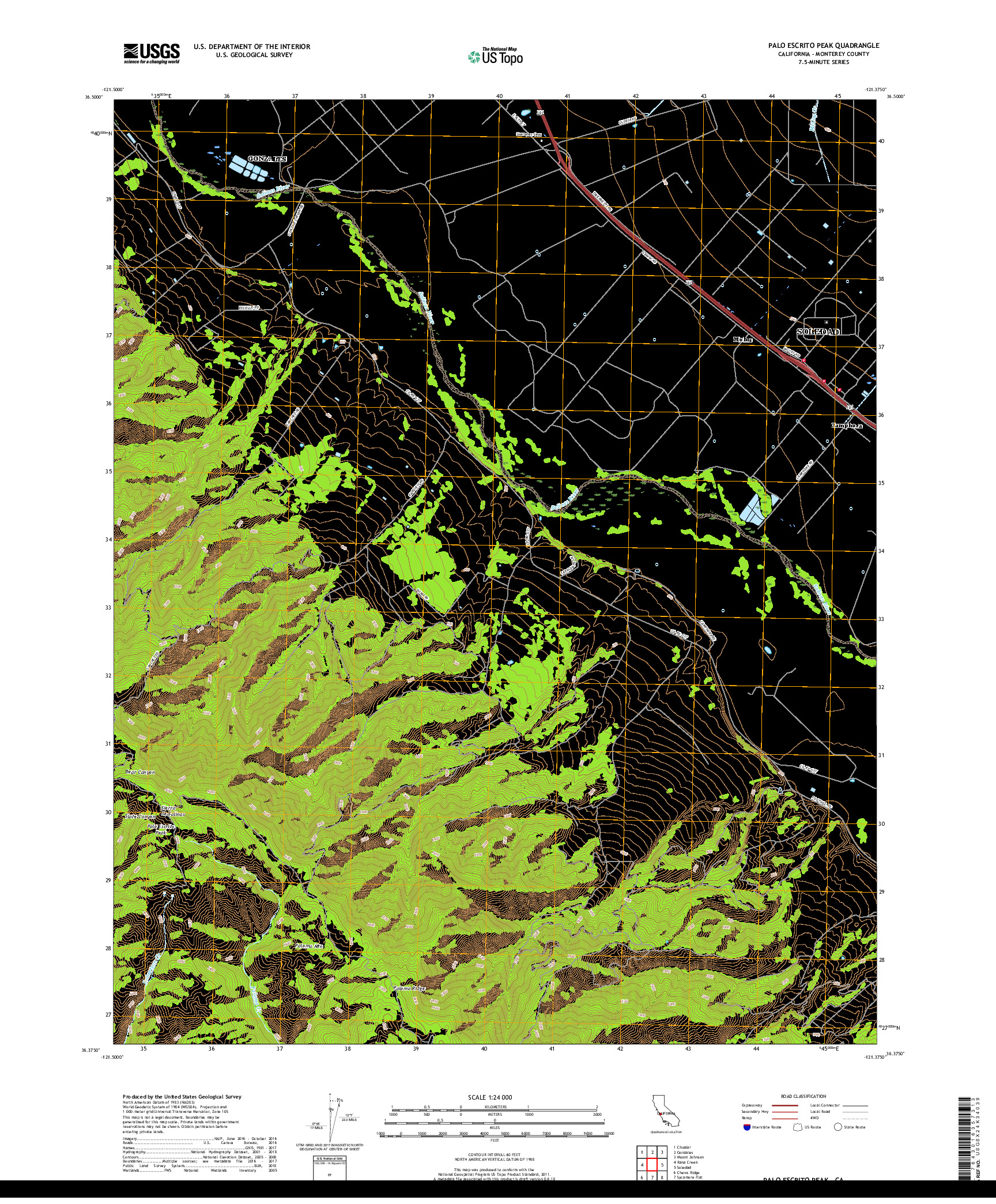 USGS US TOPO 7.5-MINUTE MAP FOR PALO ESCRITO PEAK, CA 2018