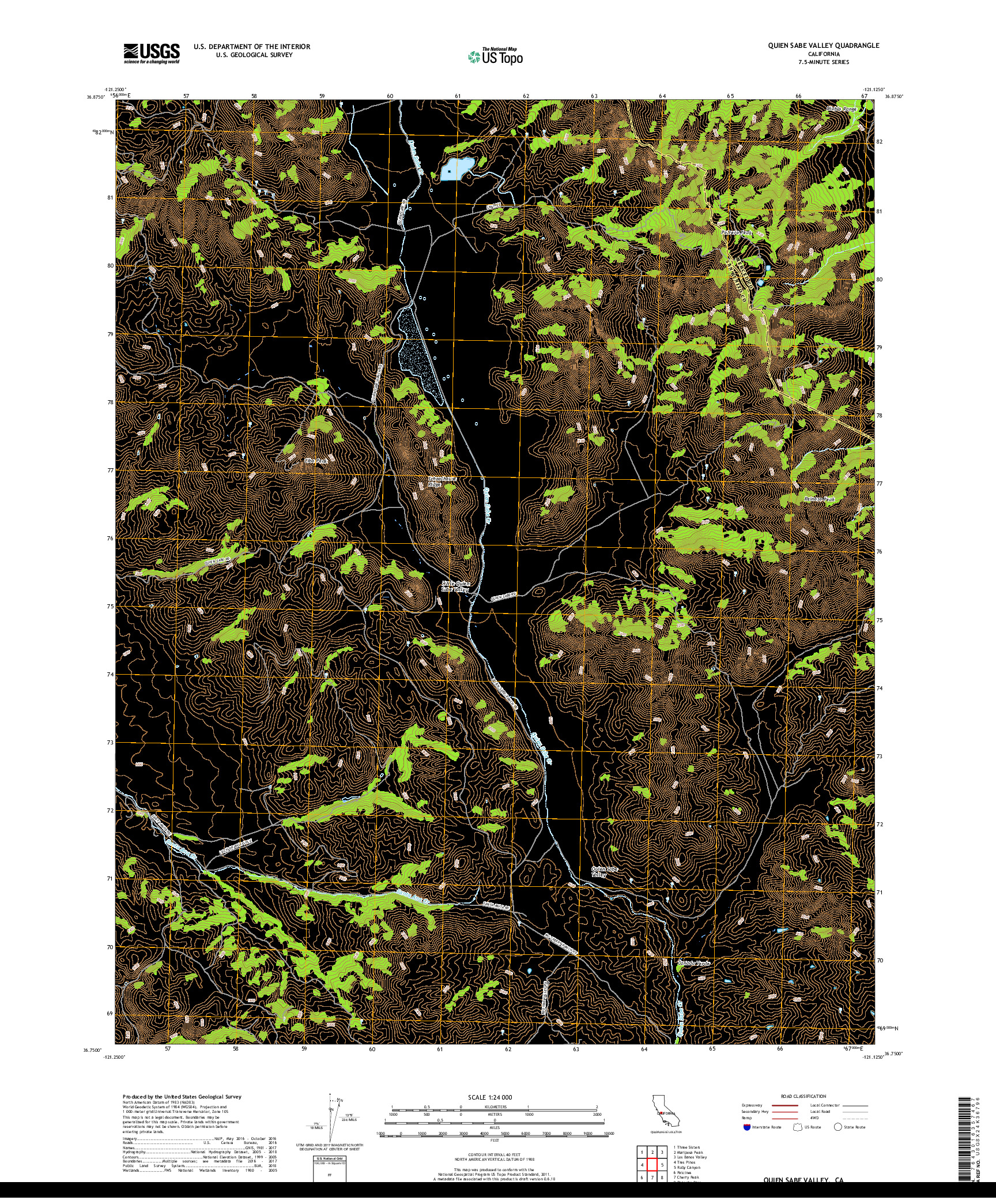 USGS US TOPO 7.5-MINUTE MAP FOR QUIEN SABE VALLEY, CA 2018