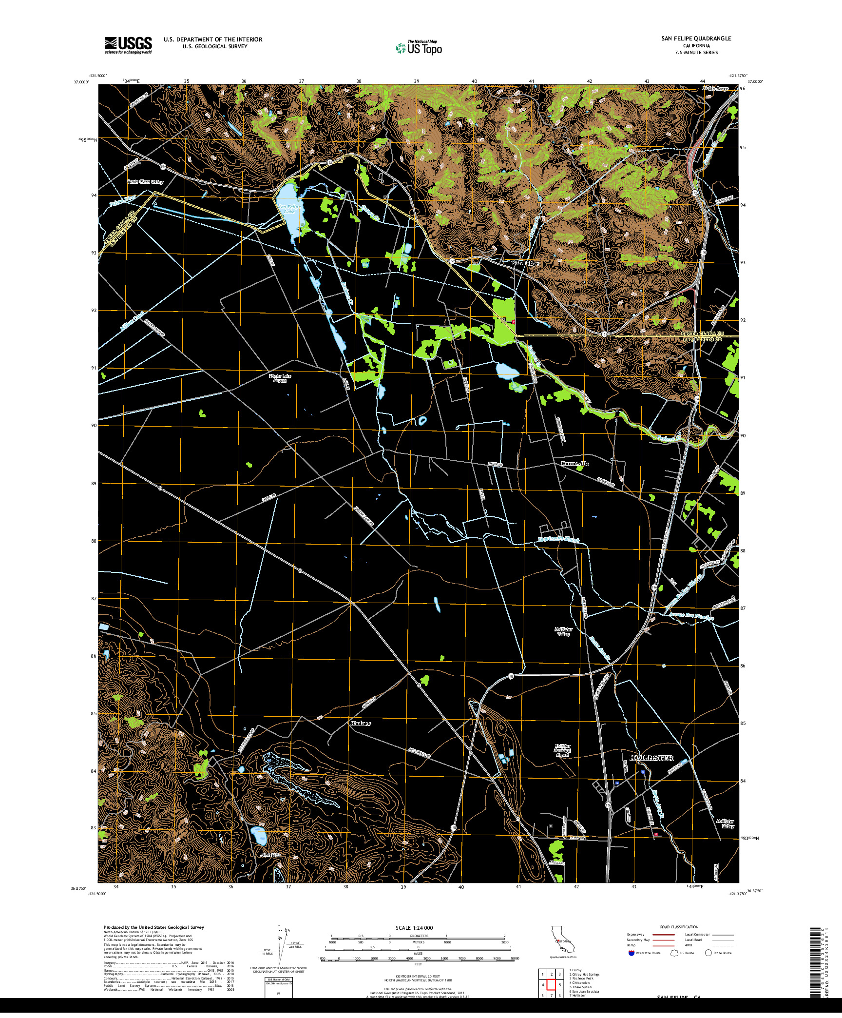 USGS US TOPO 7.5-MINUTE MAP FOR SAN FELIPE, CA 2018