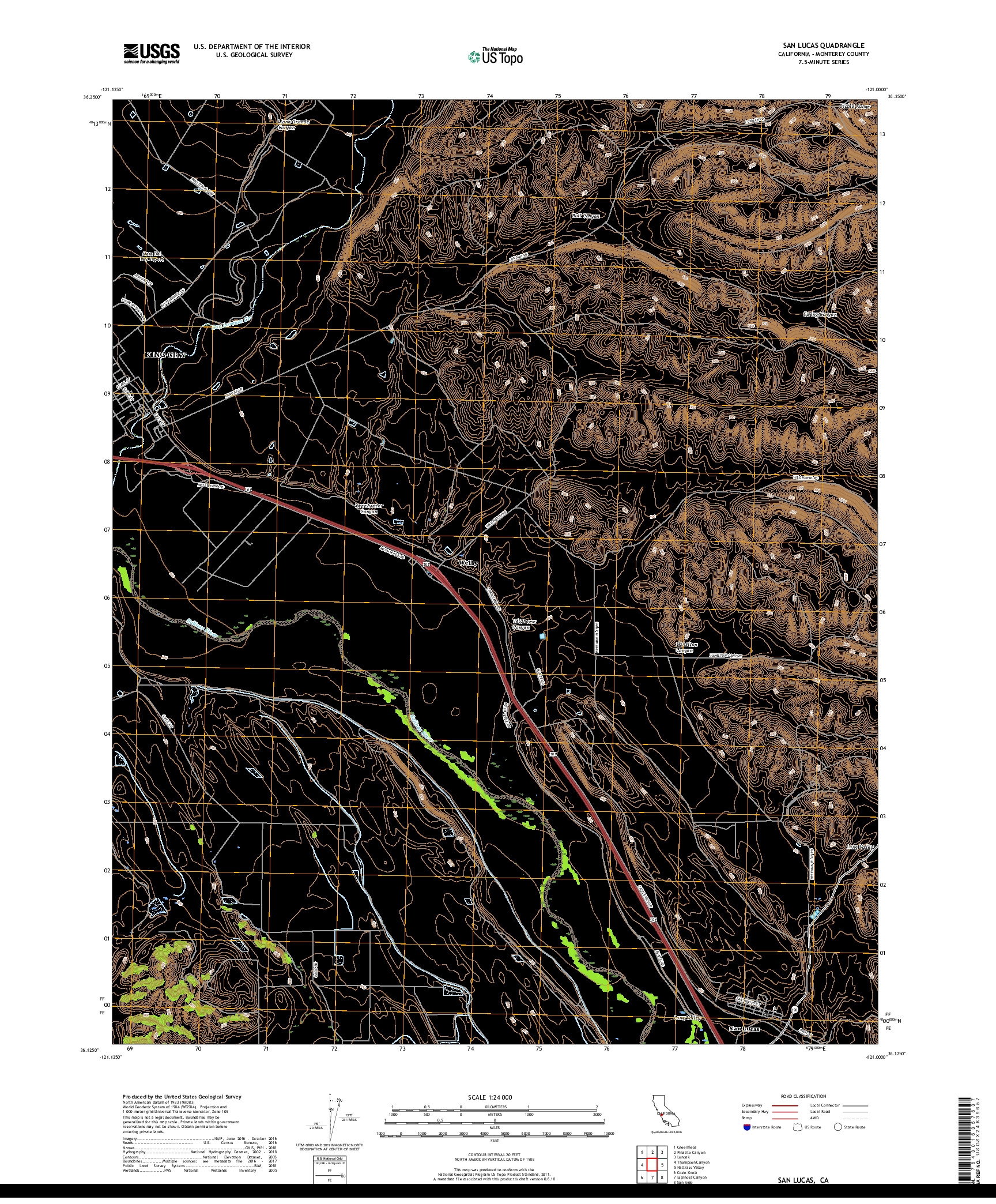 USGS US TOPO 7.5-MINUTE MAP FOR SAN LUCAS, CA 2018