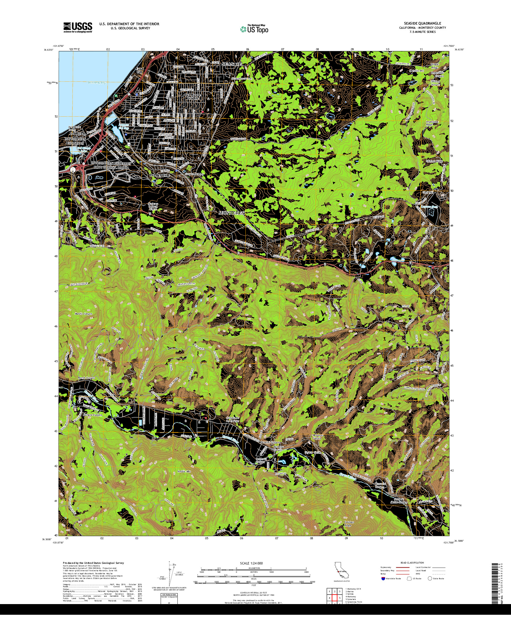 USGS US TOPO 7.5-MINUTE MAP FOR SEASIDE, CA 2018