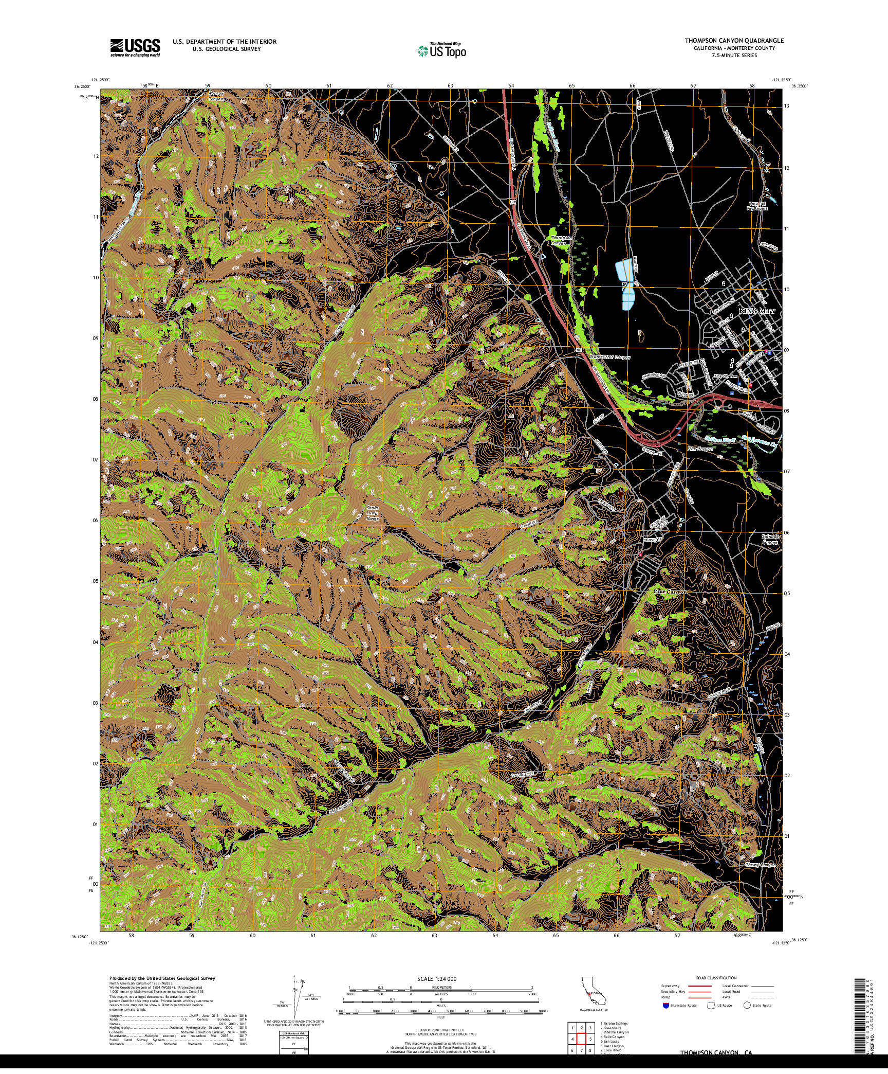 USGS US TOPO 7.5-MINUTE MAP FOR THOMPSON CANYON, CA 2018