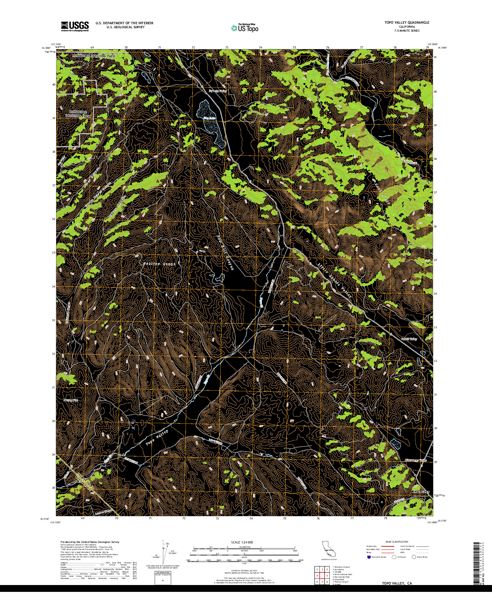 USGS US TOPO 7.5-MINUTE MAP FOR TOPO VALLEY, CA 2018