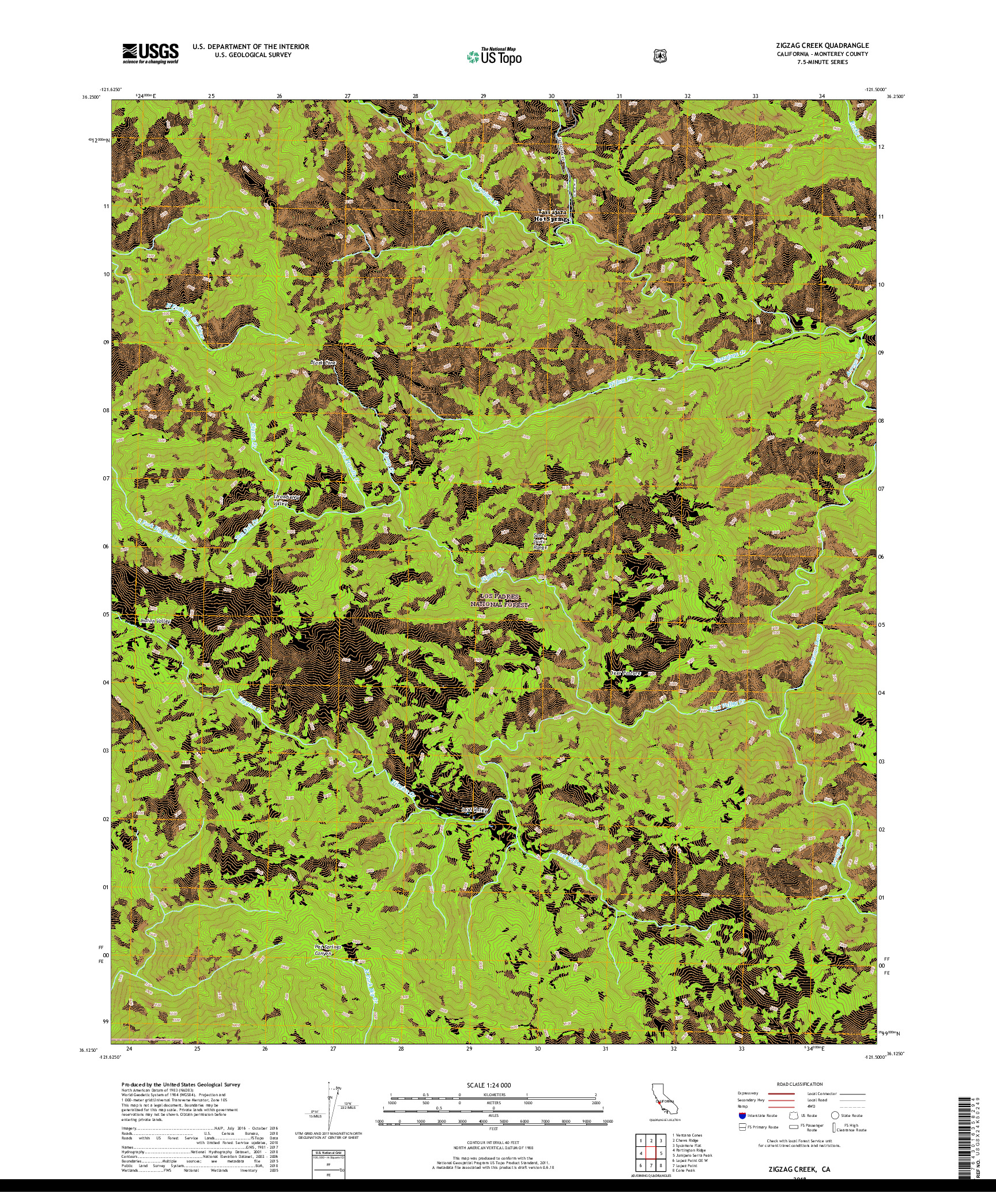 USGS US TOPO 7.5-MINUTE MAP FOR ZIGZAG CREEK, CA 2018