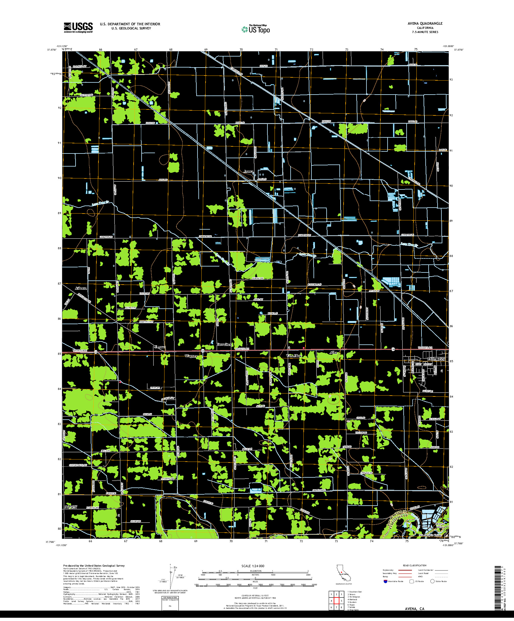 USGS US TOPO 7.5-MINUTE MAP FOR AVENA, CA 2018