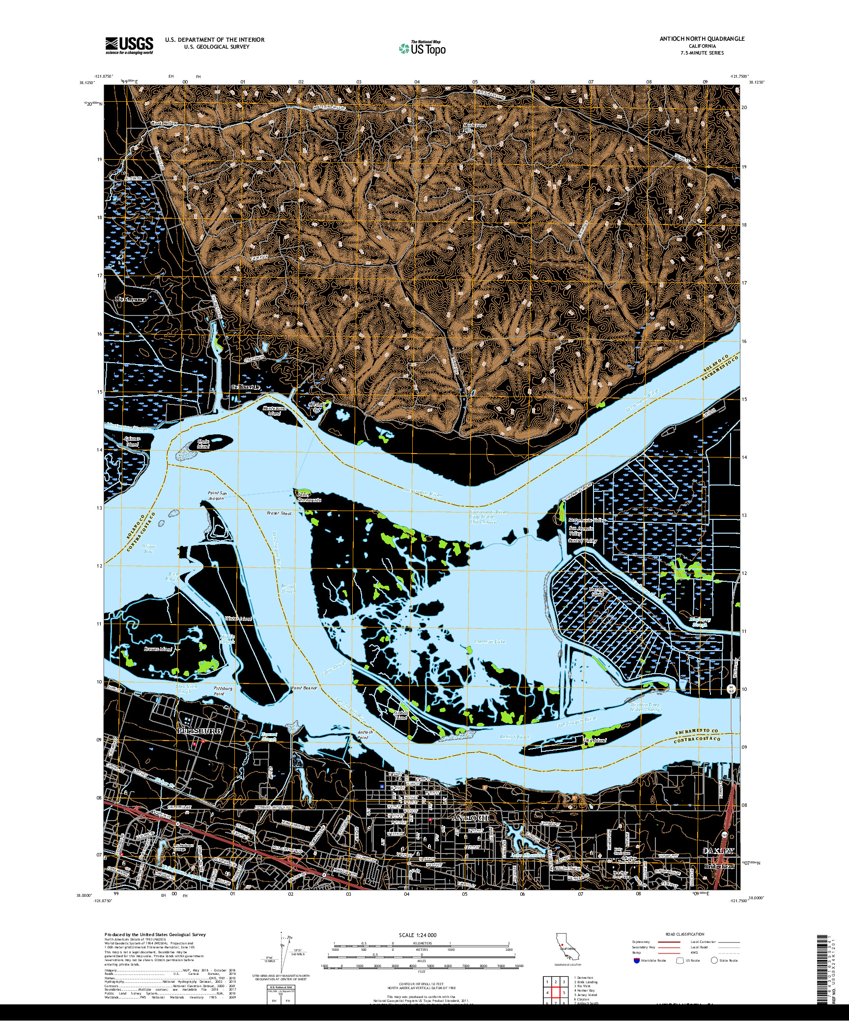 USGS US TOPO 7.5-MINUTE MAP FOR ANTIOCH NORTH, CA 2018