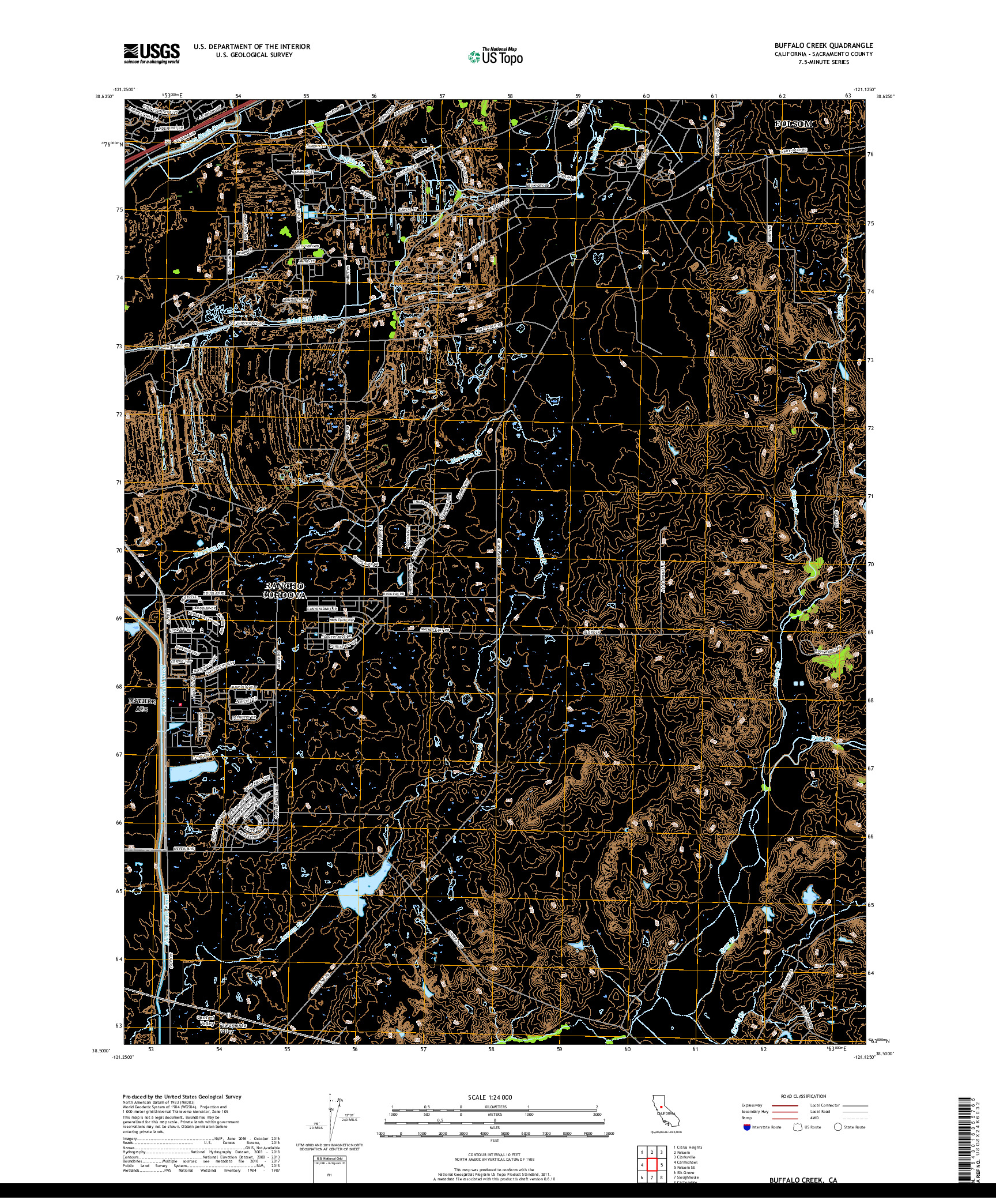USGS US TOPO 7.5-MINUTE MAP FOR BUFFALO CREEK, CA 2018