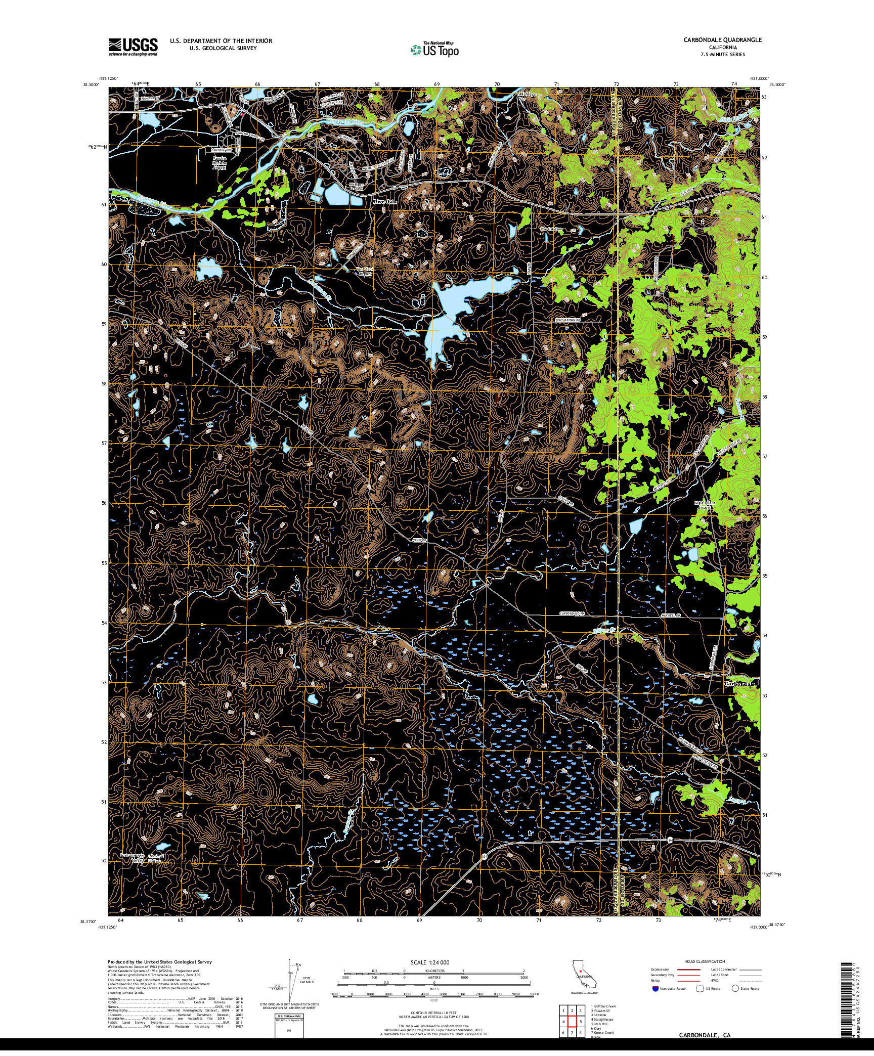 USGS US TOPO 7.5-MINUTE MAP FOR CARBONDALE, CA 2018