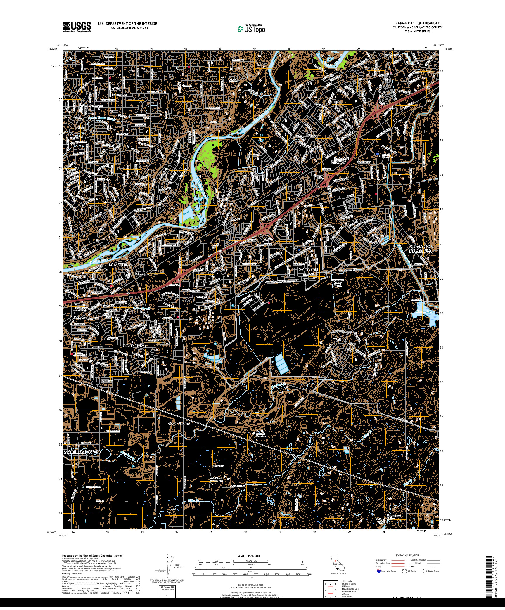 USGS US TOPO 7.5-MINUTE MAP FOR CARMICHAEL, CA 2018