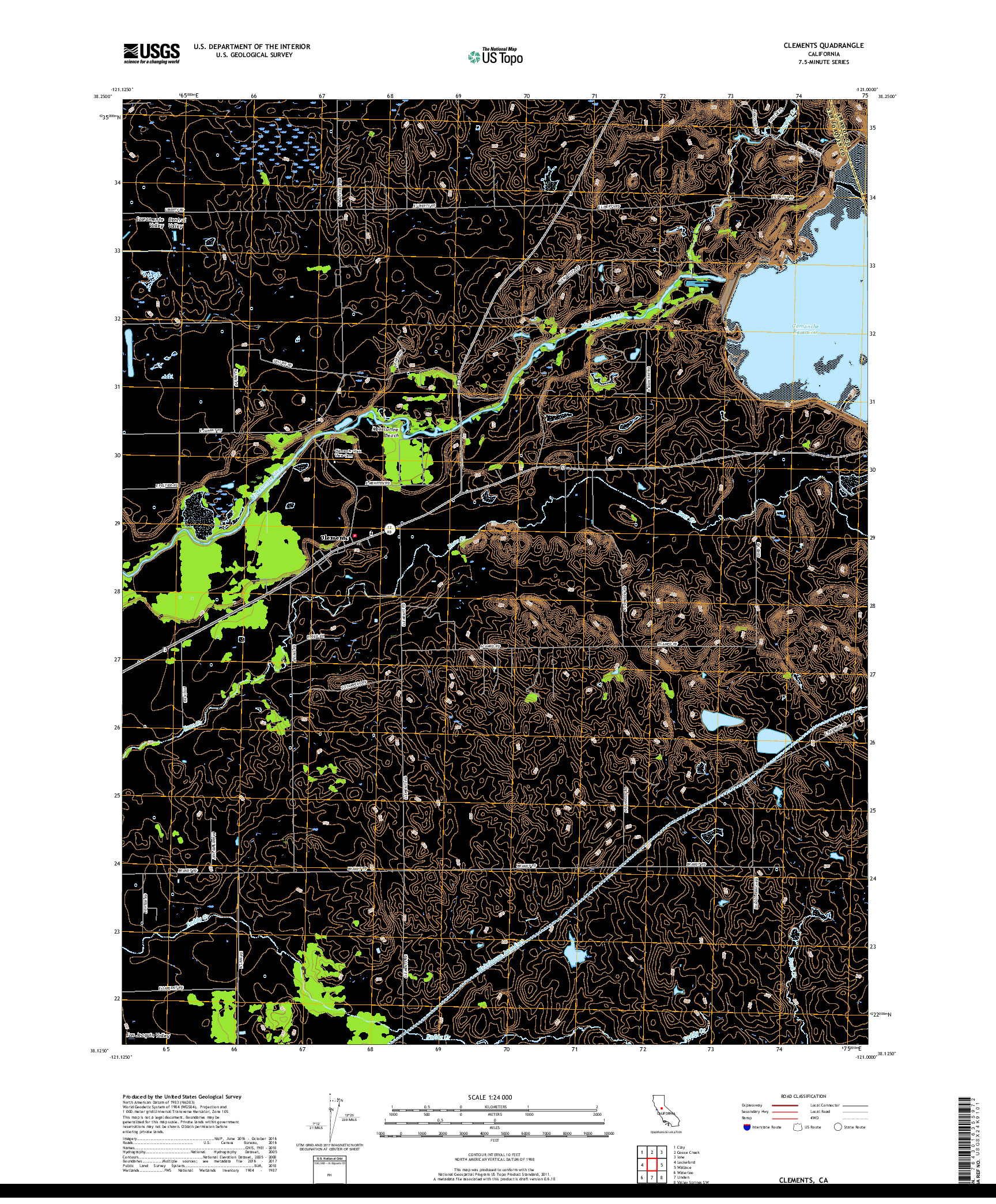 USGS US TOPO 7.5-MINUTE MAP FOR CLEMENTS, CA 2018