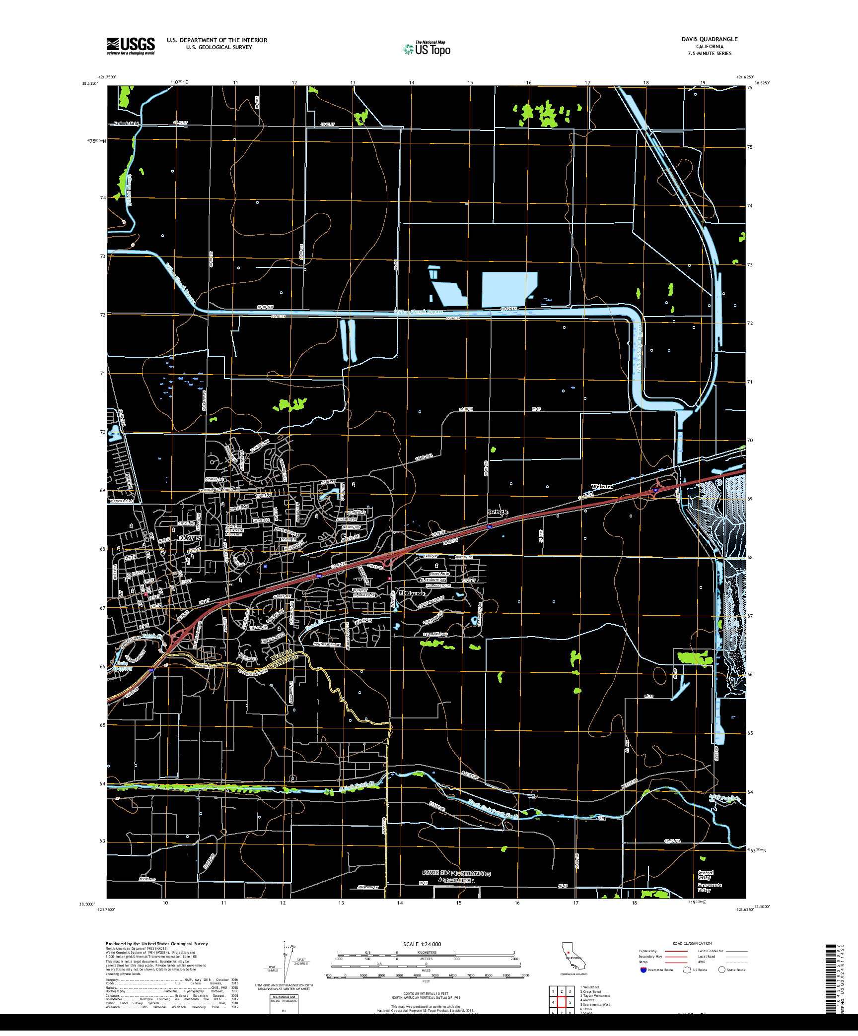 USGS US TOPO 7.5-MINUTE MAP FOR DAVIS, CA 2018