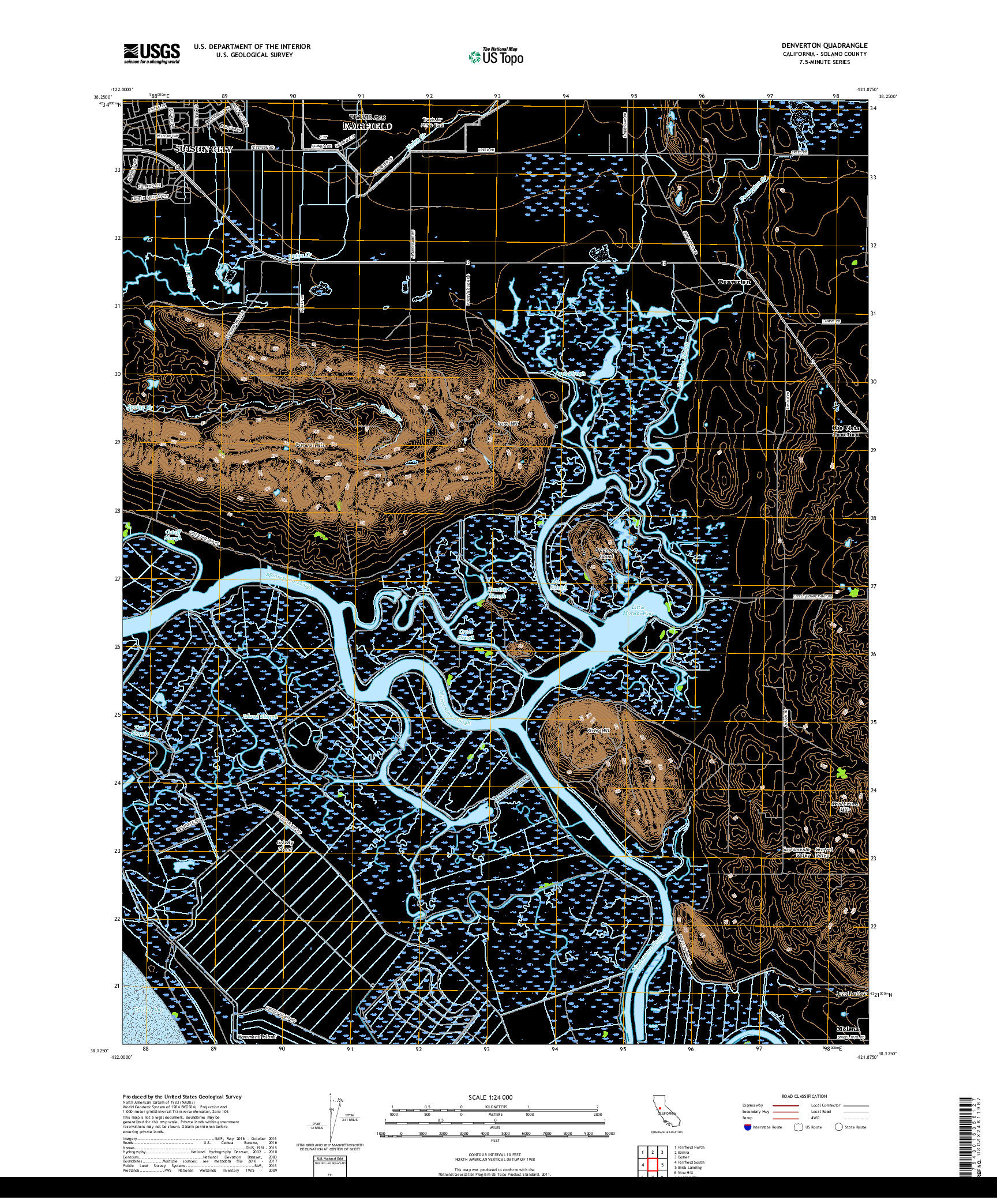 USGS US TOPO 7.5-MINUTE MAP FOR DENVERTON, CA 2018