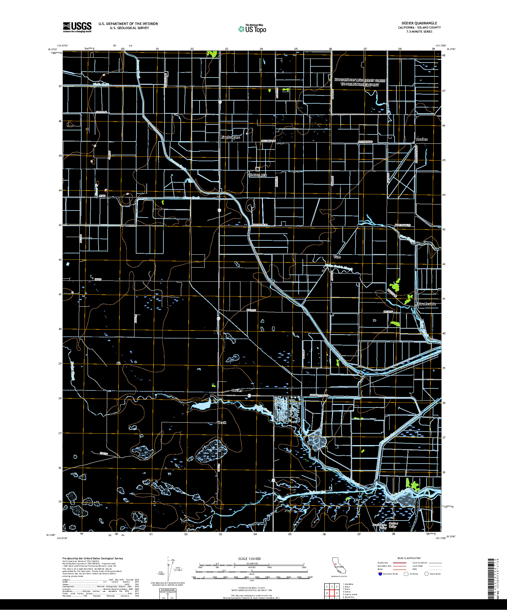 USGS US TOPO 7.5-MINUTE MAP FOR DOZIER, CA 2018