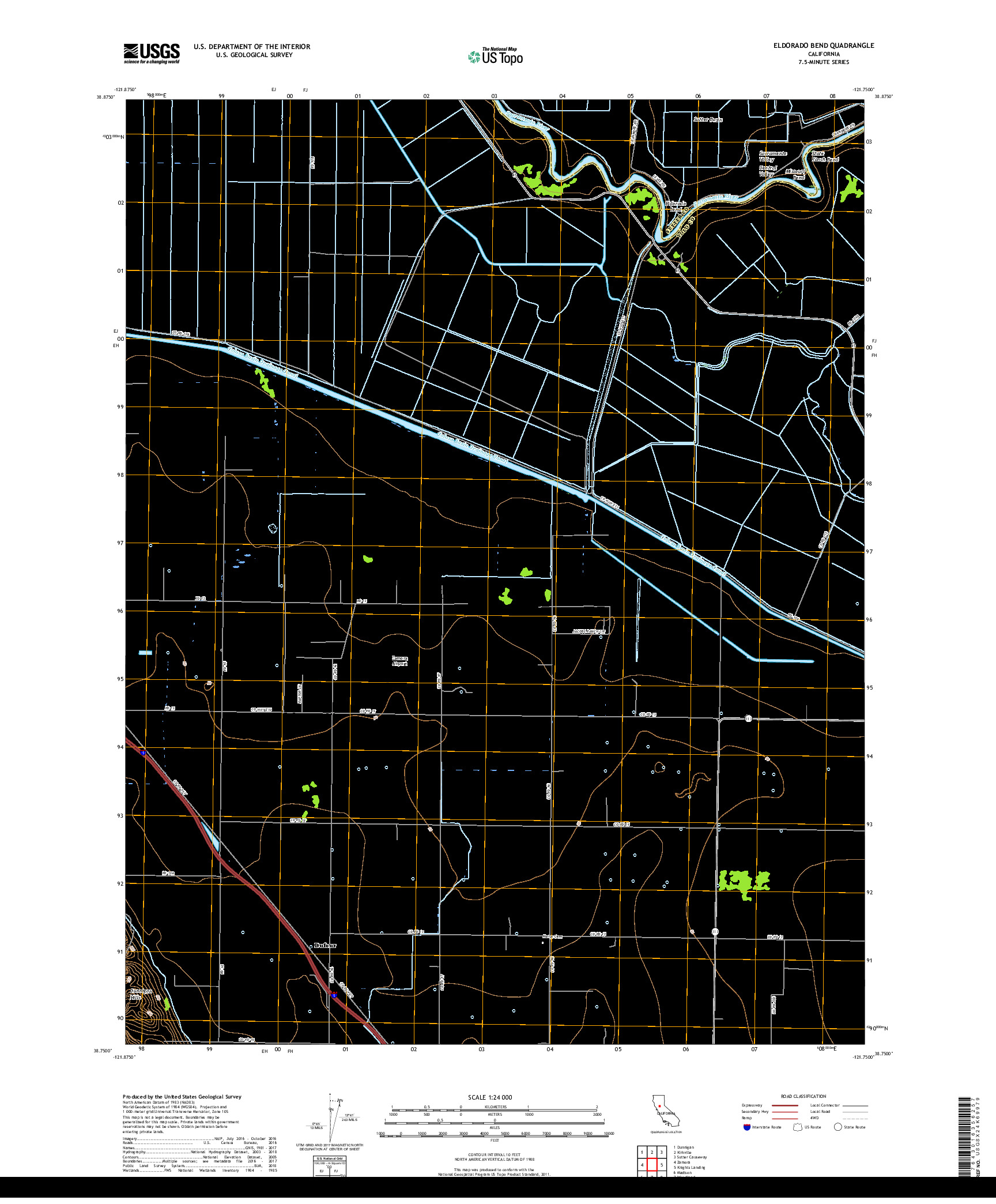 USGS US TOPO 7.5-MINUTE MAP FOR ELDORADO BEND, CA 2018