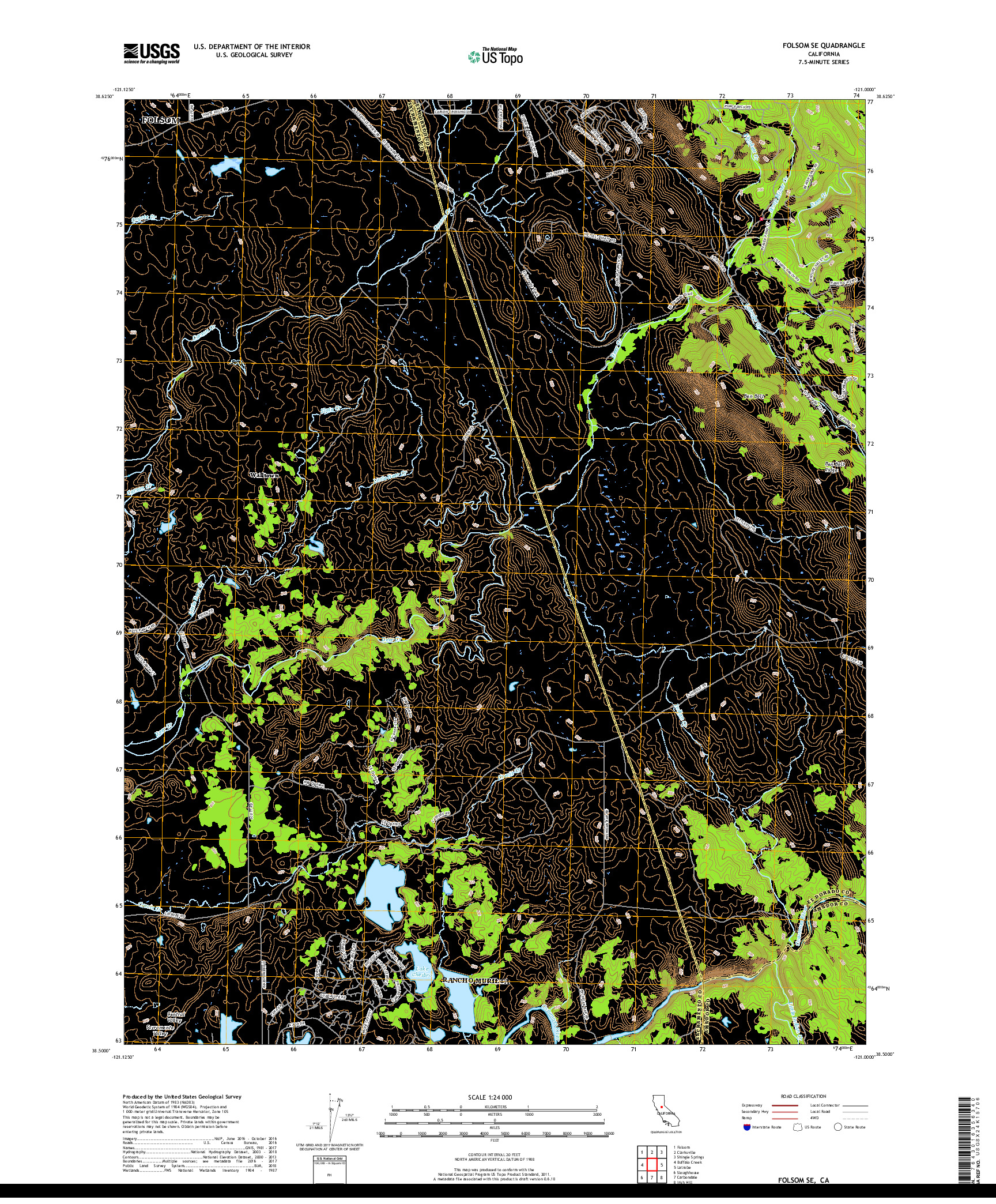 USGS US TOPO 7.5-MINUTE MAP FOR FOLSOM SE, CA 2018