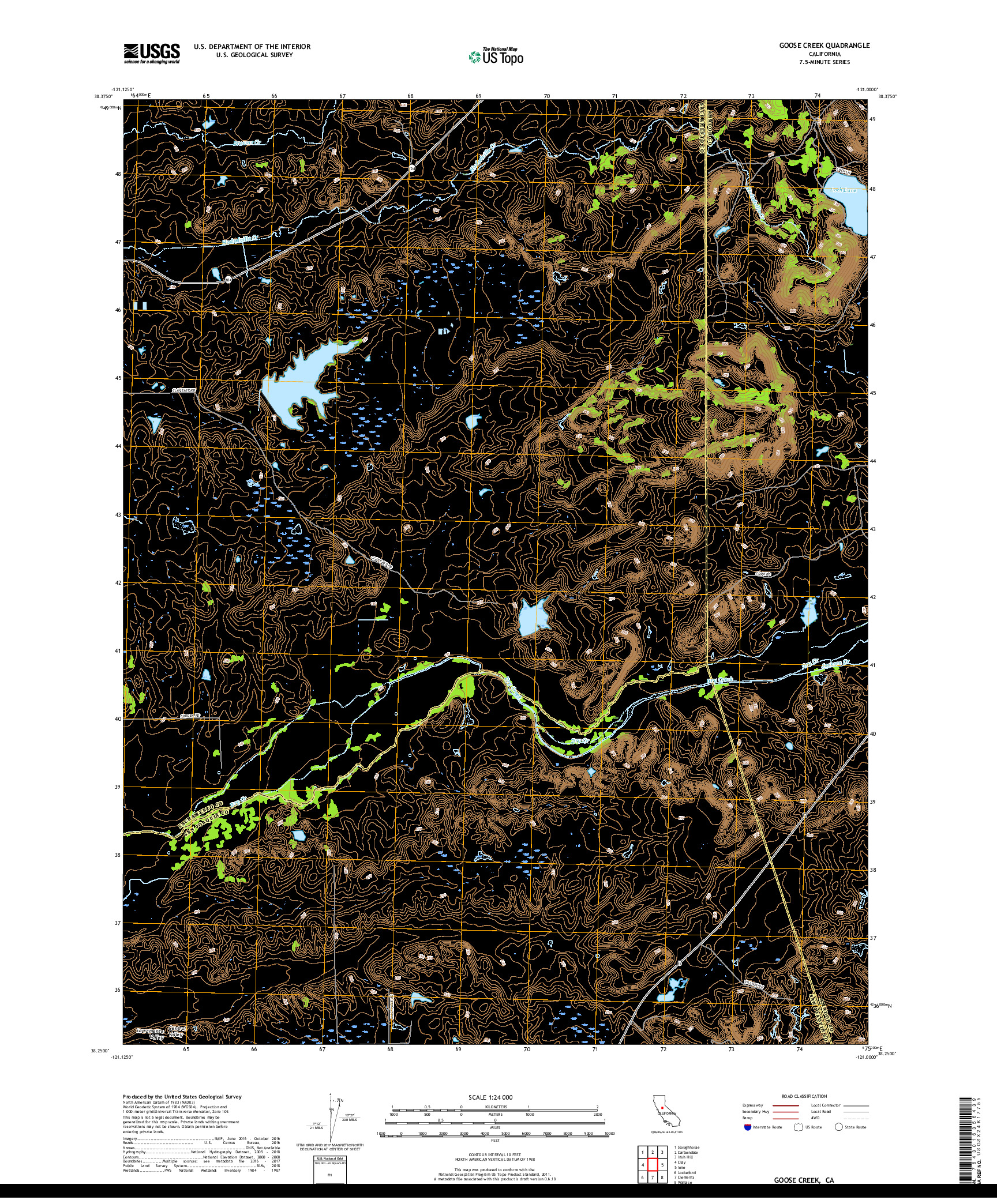 USGS US TOPO 7.5-MINUTE MAP FOR GOOSE CREEK, CA 2018