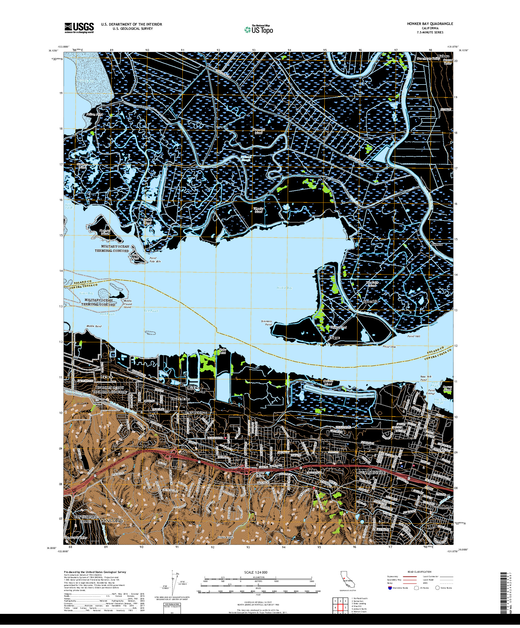 USGS US TOPO 7.5-MINUTE MAP FOR HONKER BAY, CA 2018