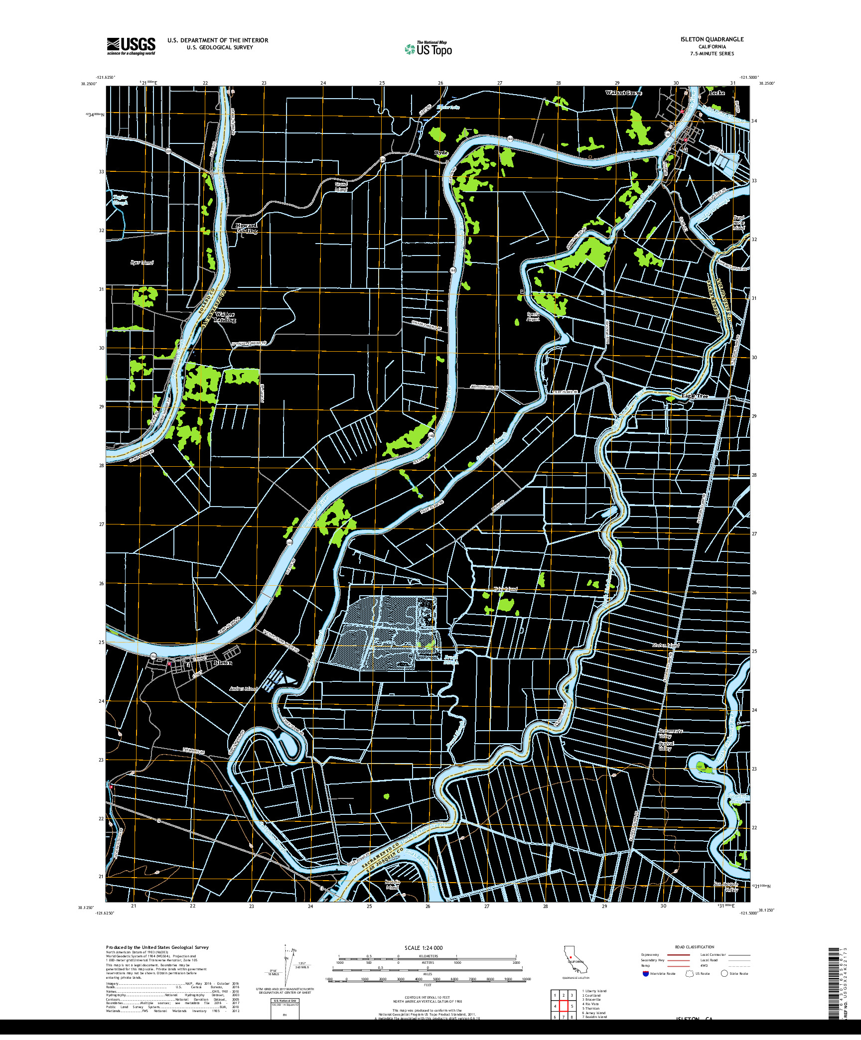 USGS US TOPO 7.5-MINUTE MAP FOR ISLETON, CA 2018