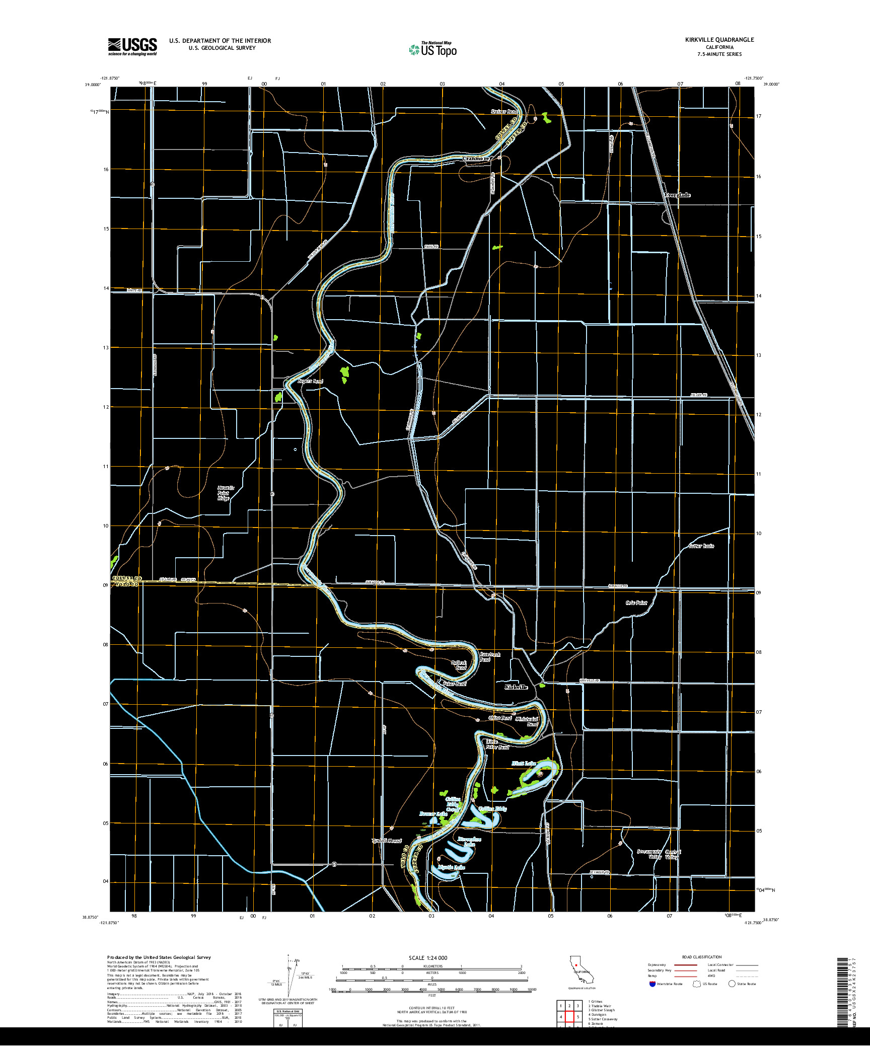 USGS US TOPO 7.5-MINUTE MAP FOR KIRKVILLE, CA 2018