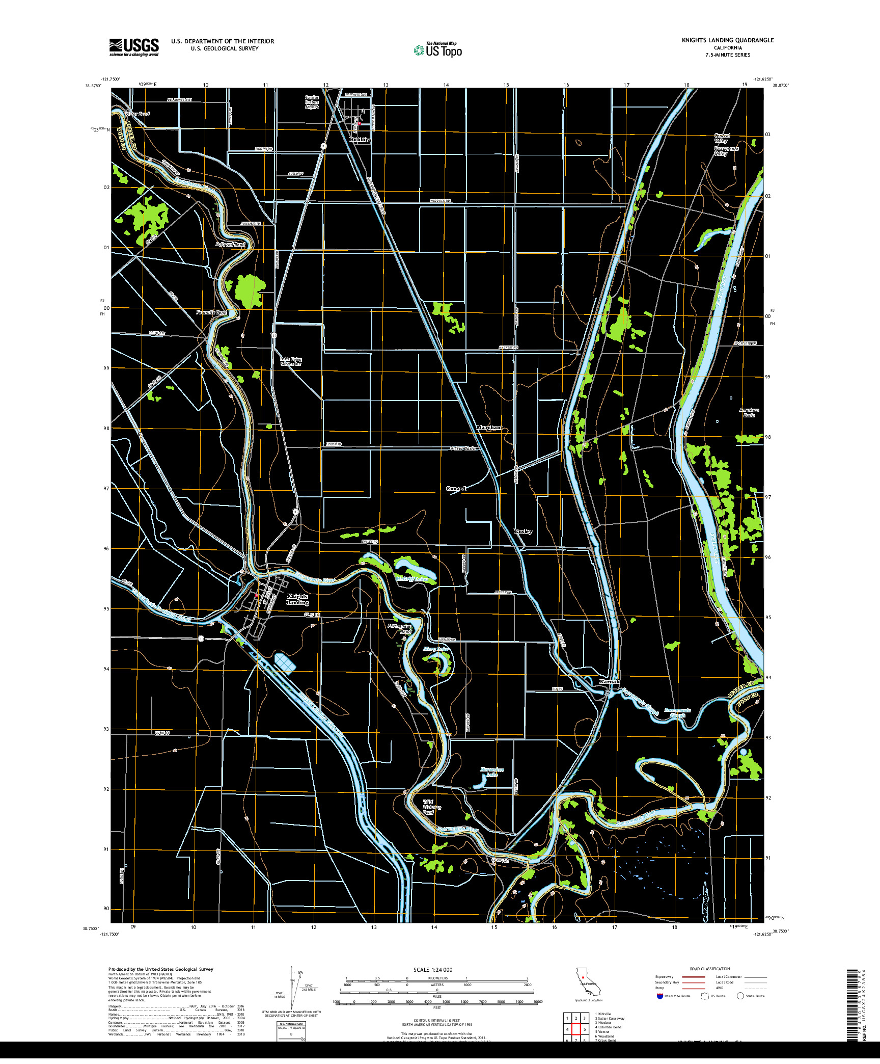 USGS US TOPO 7.5-MINUTE MAP FOR KNIGHTS LANDING, CA 2018