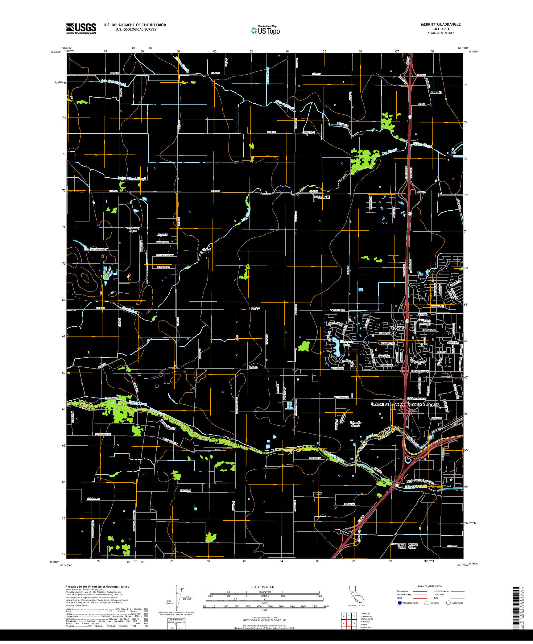 USGS US TOPO 7.5-MINUTE MAP FOR MERRITT, CA 2018