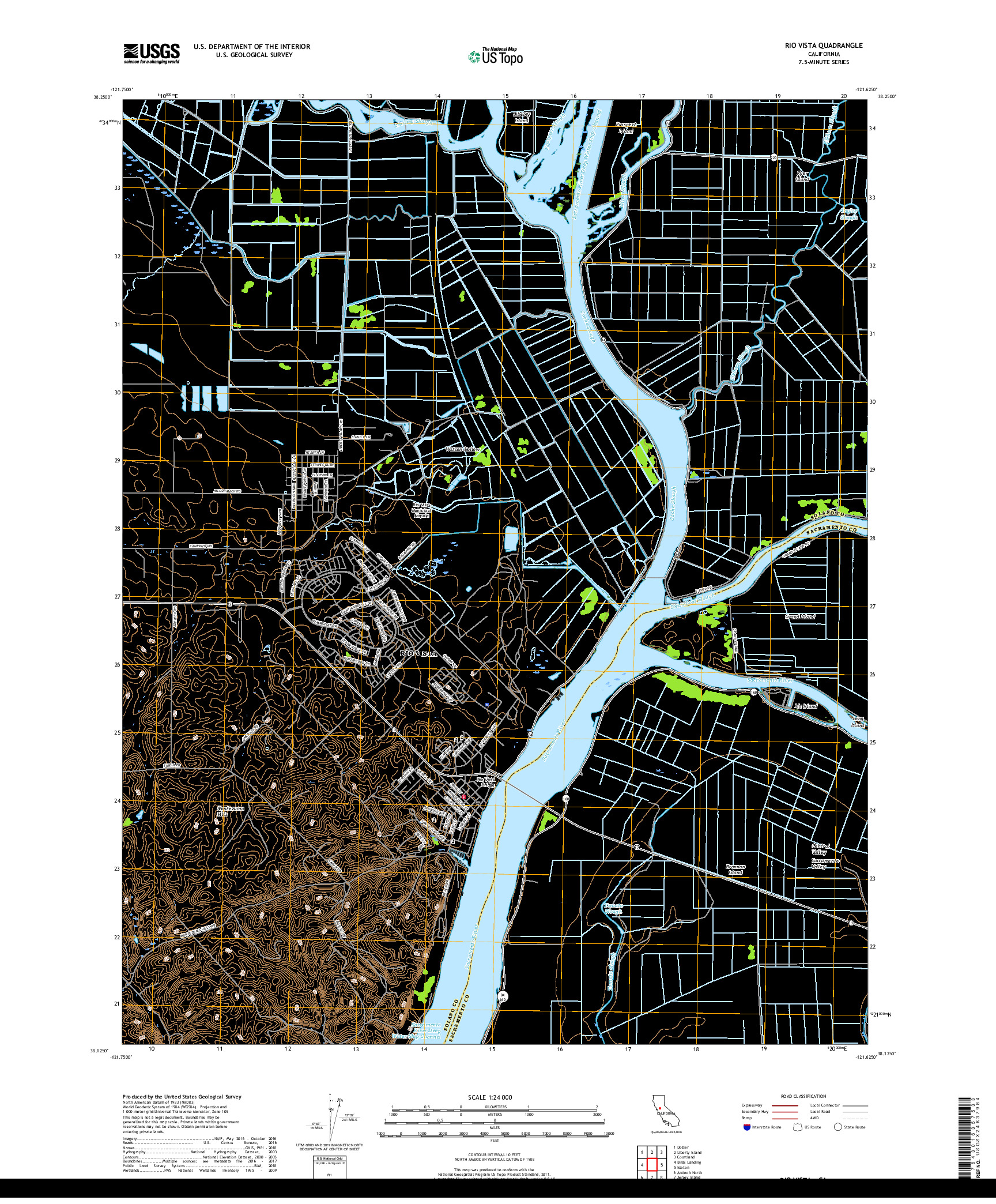 USGS US TOPO 7.5-MINUTE MAP FOR RIO VISTA, CA 2018