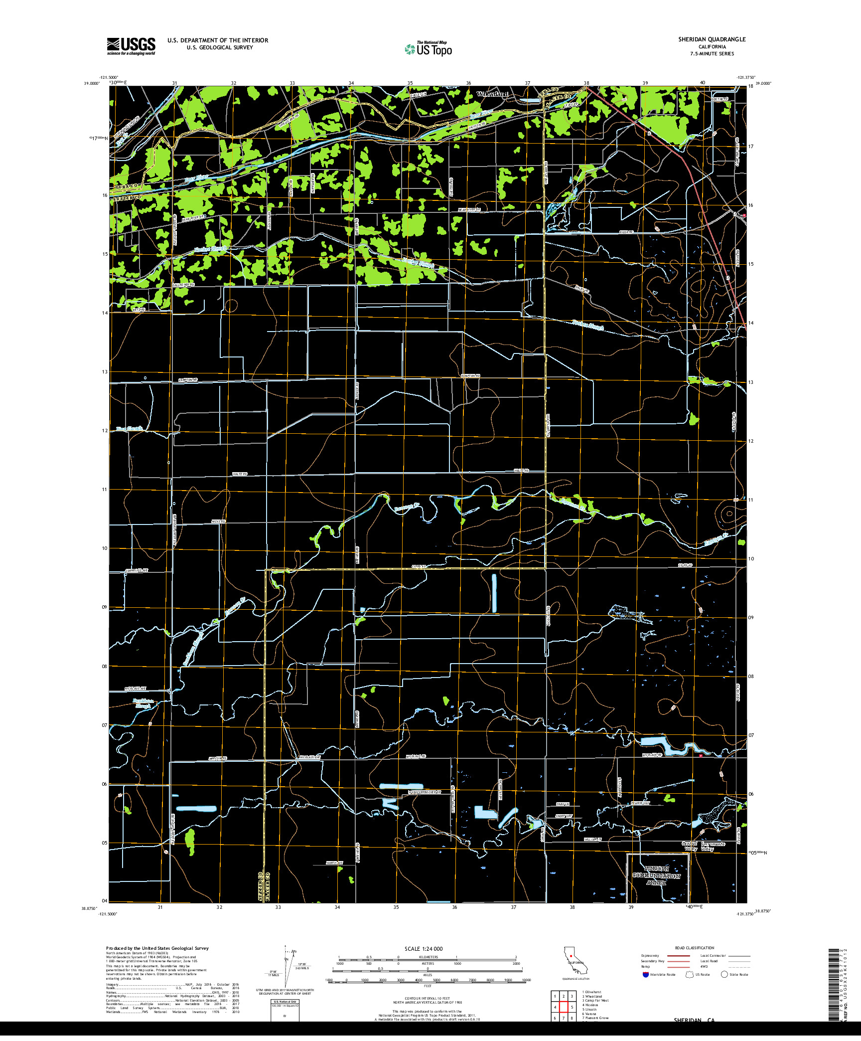 USGS US TOPO 7.5-MINUTE MAP FOR SHERIDAN, CA 2018