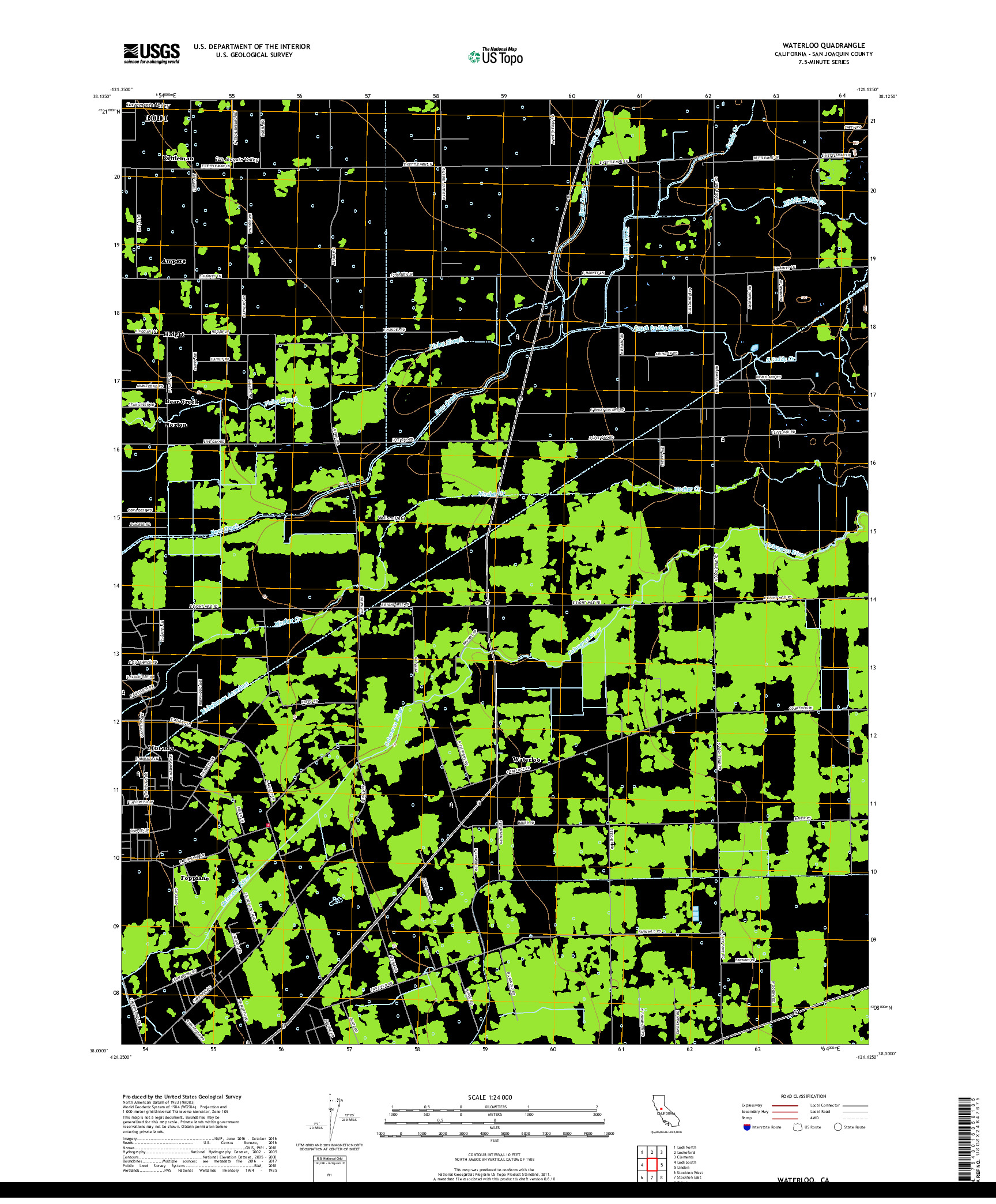 USGS US TOPO 7.5-MINUTE MAP FOR WATERLOO, CA 2018