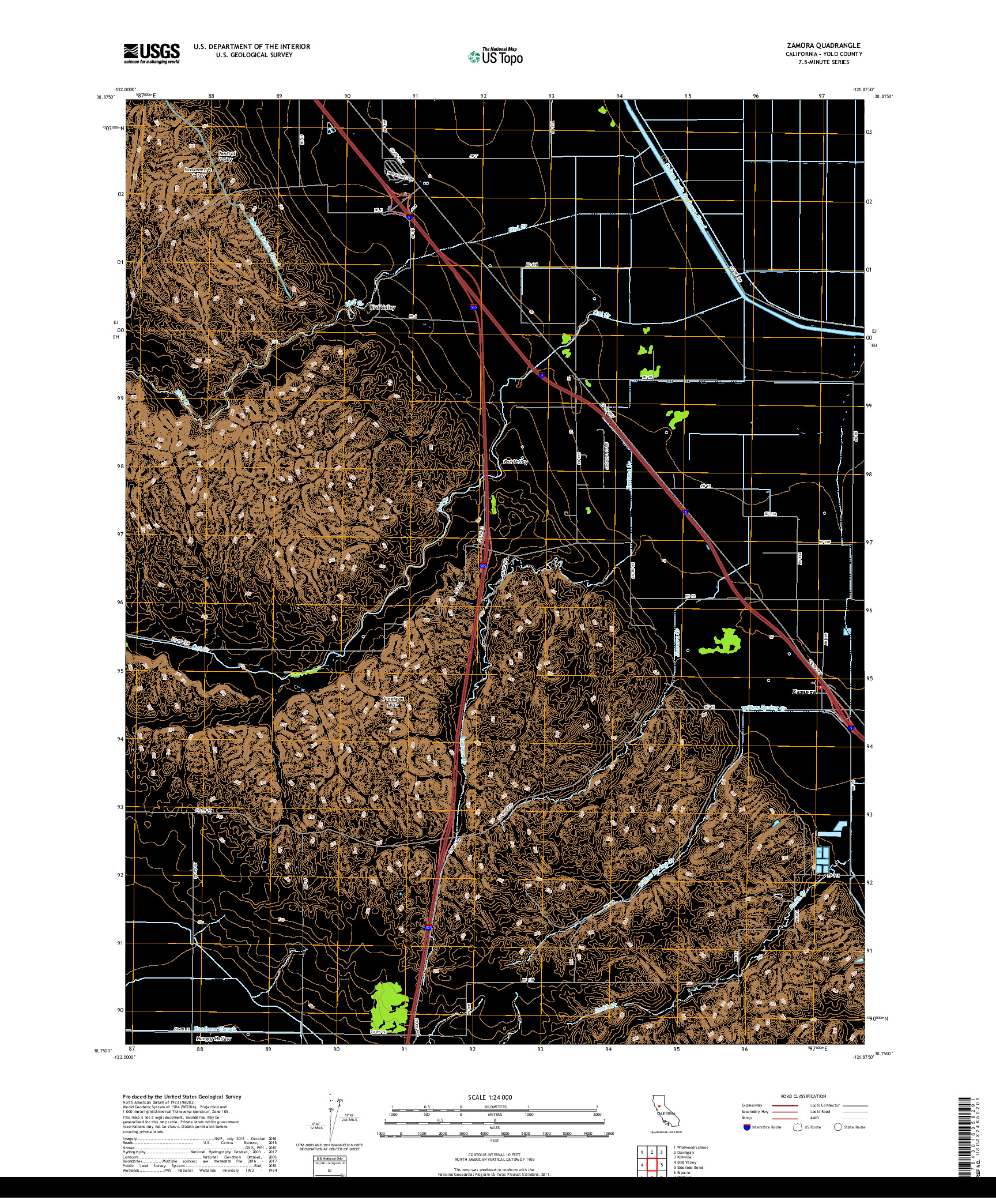 USGS US TOPO 7.5-MINUTE MAP FOR ZAMORA, CA 2018