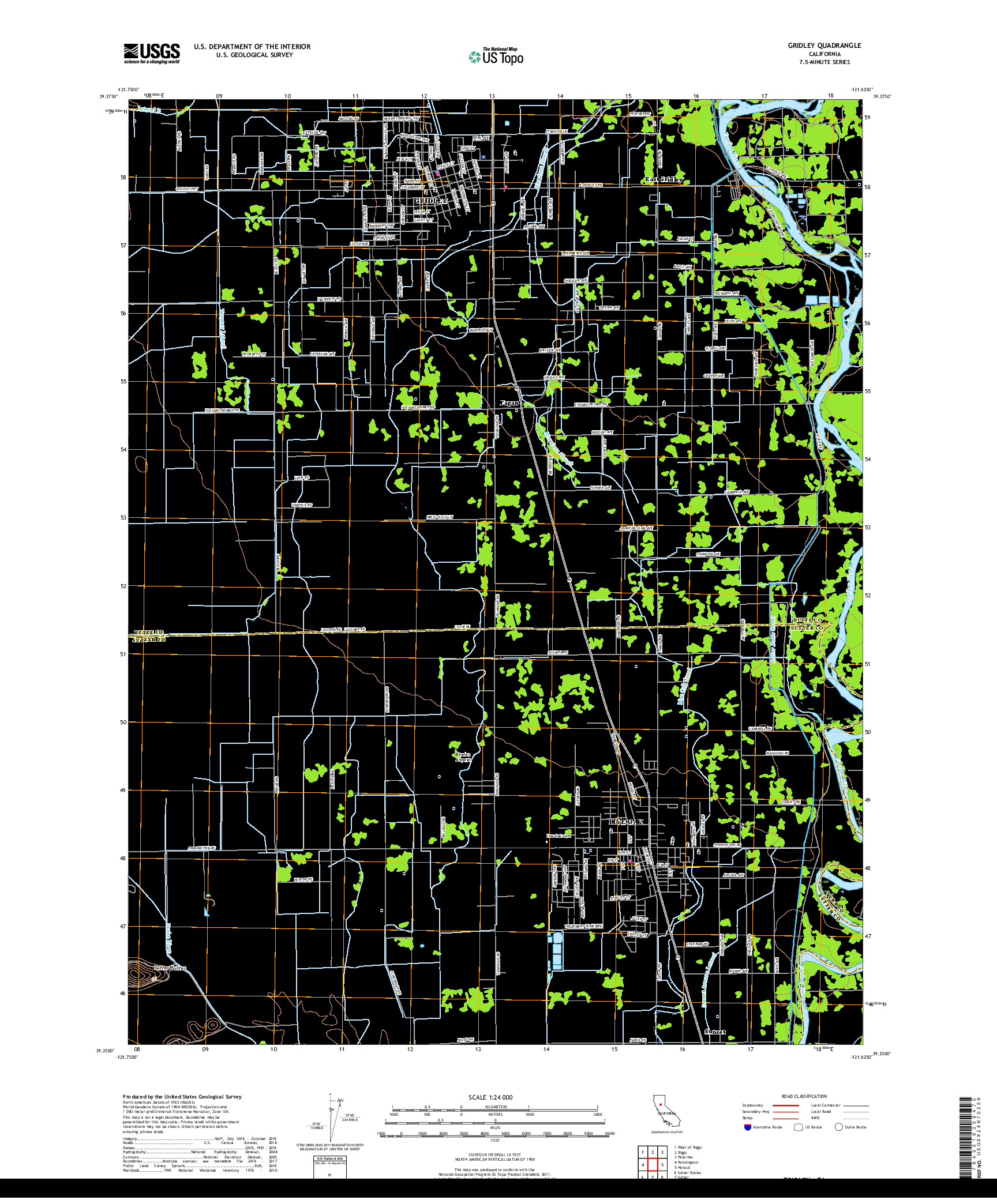 USGS US TOPO 7.5-MINUTE MAP FOR GRIDLEY, CA 2018