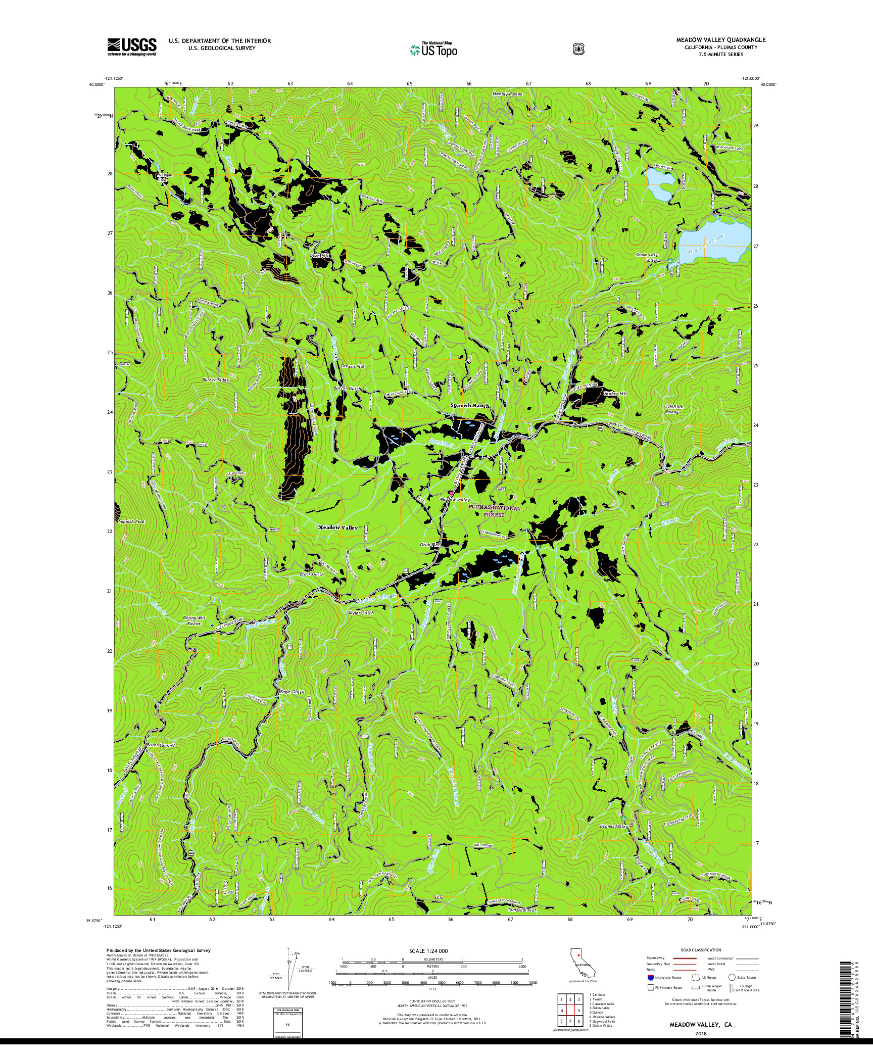 USGS US TOPO 7.5-MINUTE MAP FOR MEADOW VALLEY, CA 2018