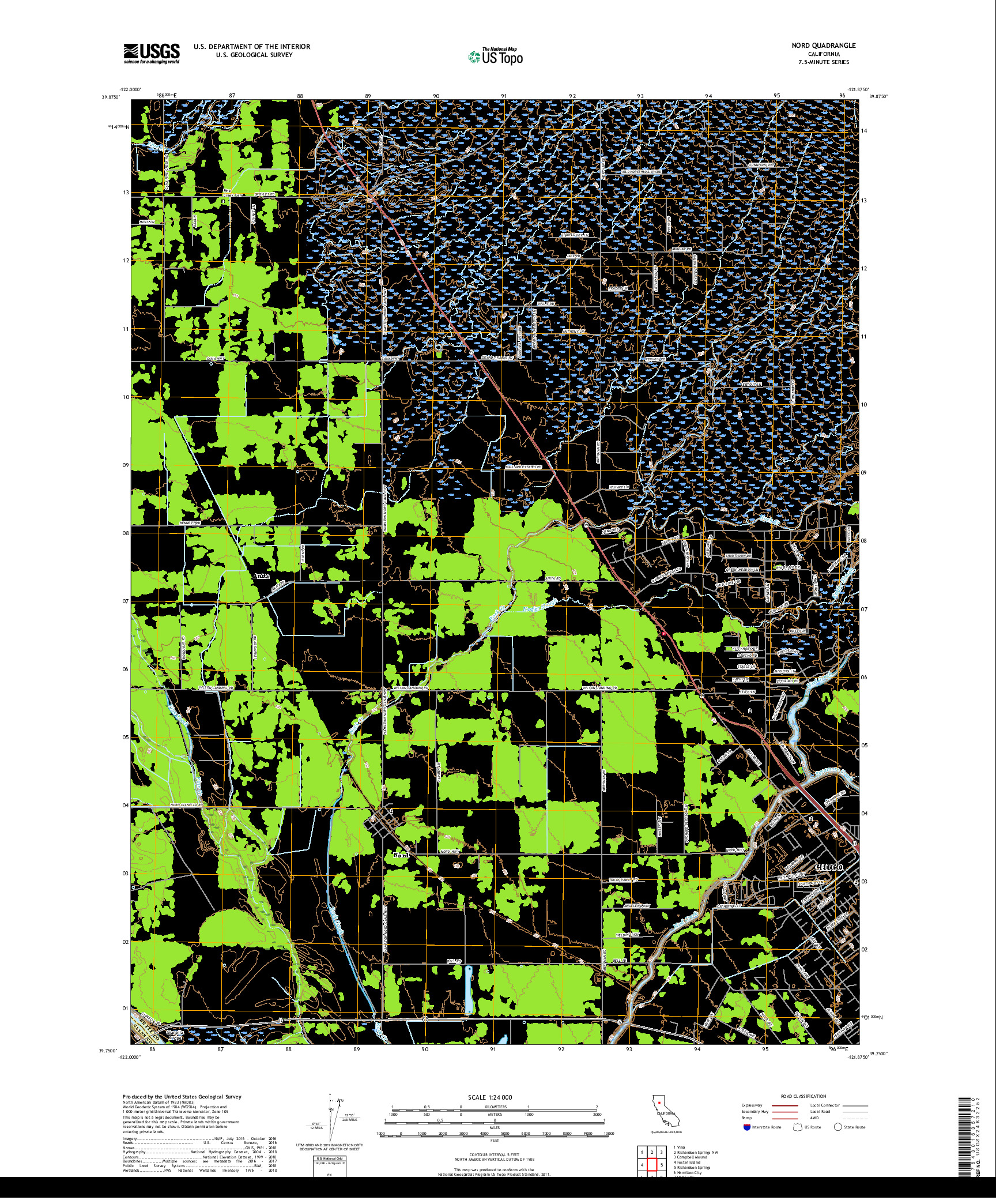 USGS US TOPO 7.5-MINUTE MAP FOR NORD, CA 2018