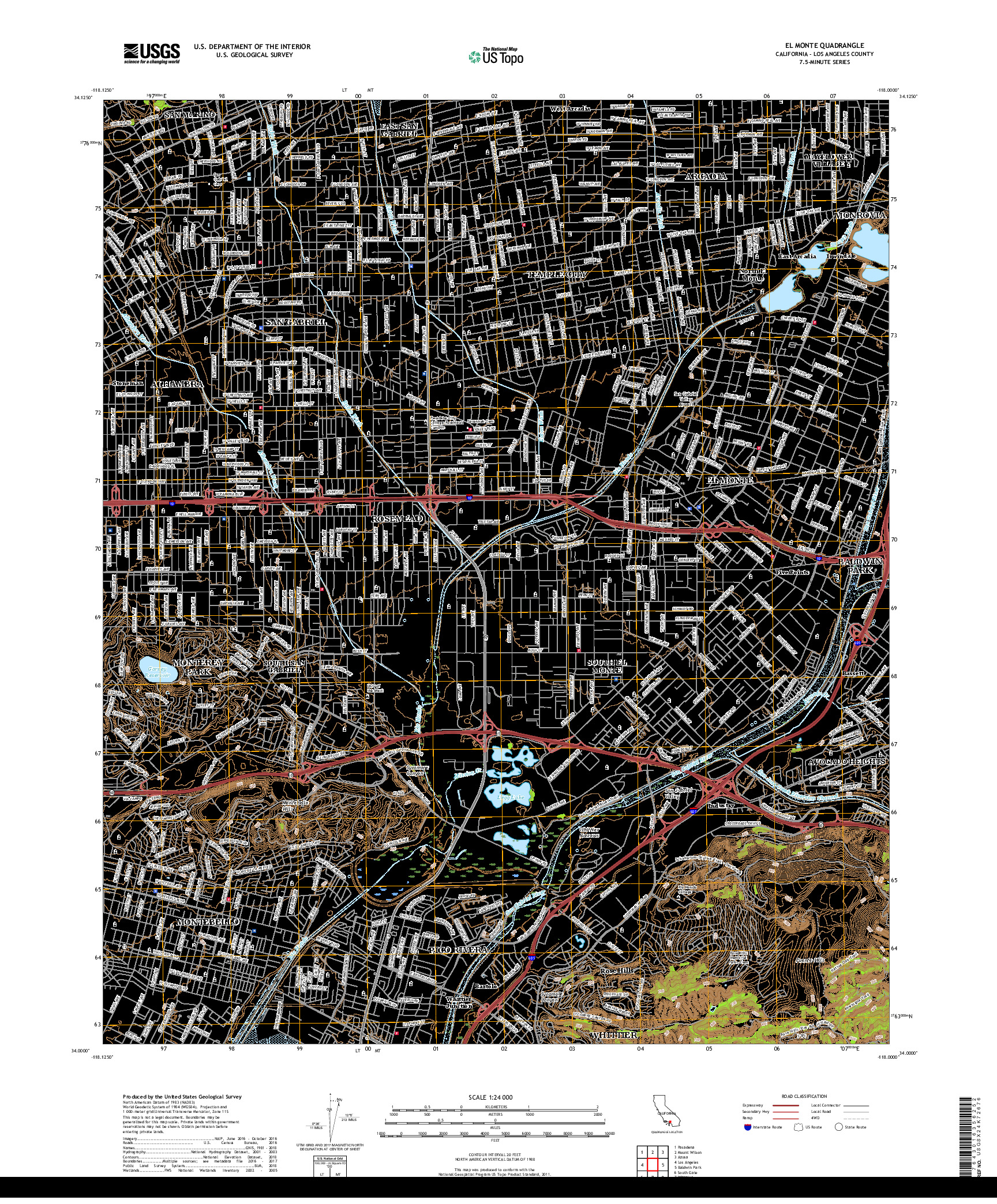 USGS US TOPO 7.5-MINUTE MAP FOR EL MONTE, CA 2018