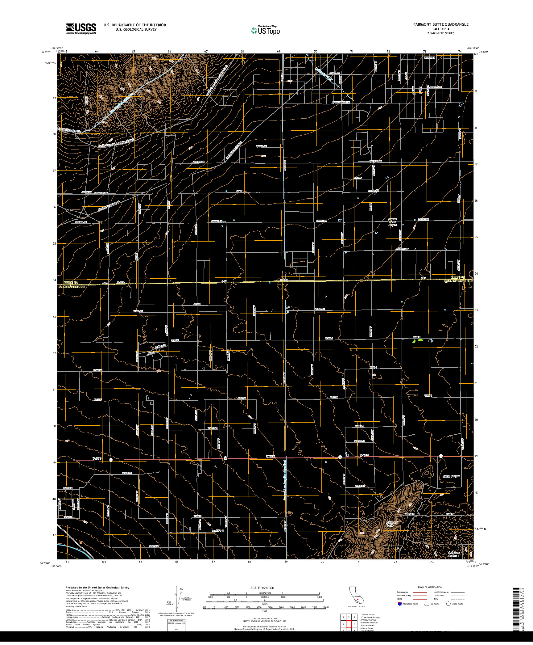 USGS US TOPO 7.5-MINUTE MAP FOR FAIRMONT BUTTE, CA 2018