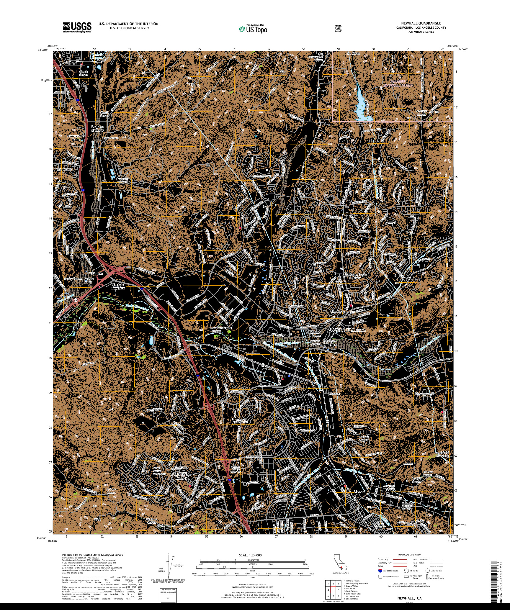 USGS US TOPO 7.5-MINUTE MAP FOR NEWHALL, CA 2018