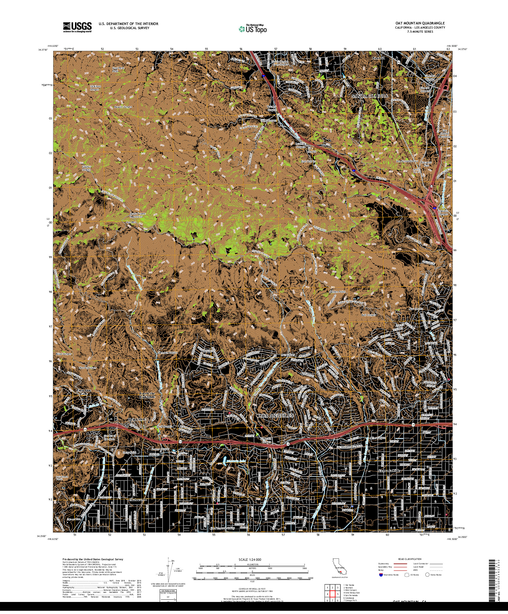 USGS US TOPO 7.5-MINUTE MAP FOR OAT MOUNTAIN, CA 2018