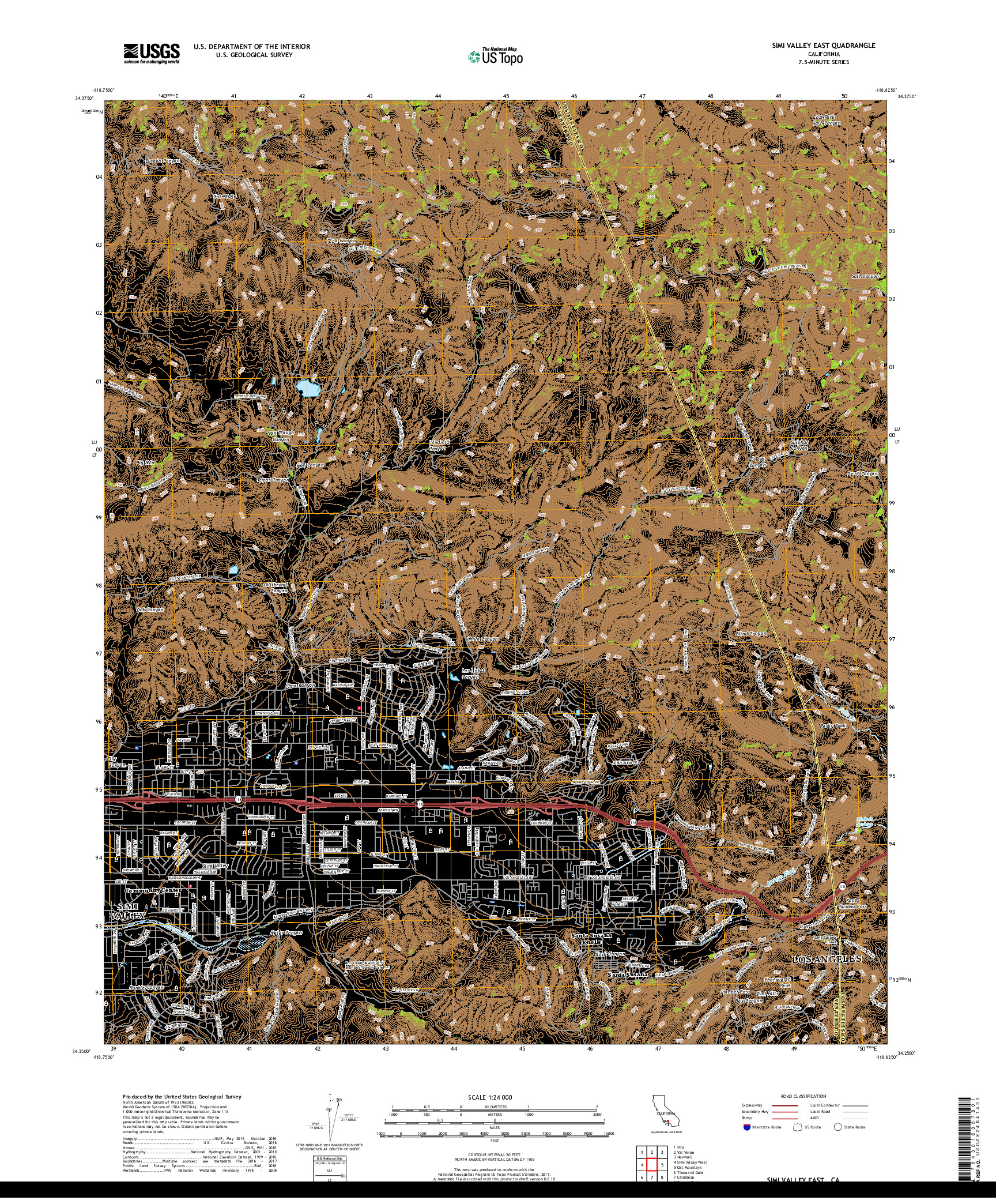 USGS US TOPO 7.5-MINUTE MAP FOR SIMI VALLEY EAST, CA 2018