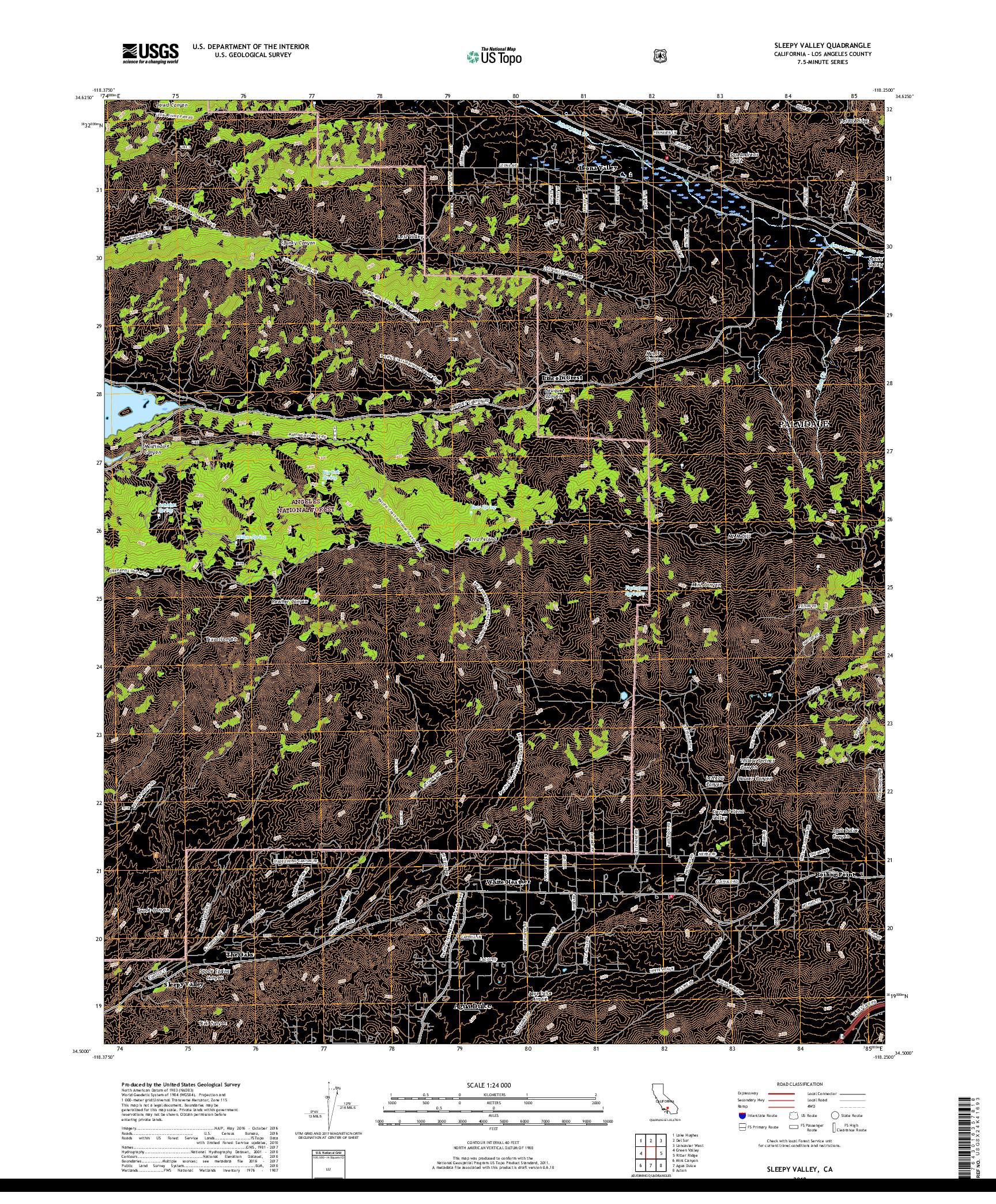 USGS US TOPO 7.5-MINUTE MAP FOR SLEEPY VALLEY, CA 2018