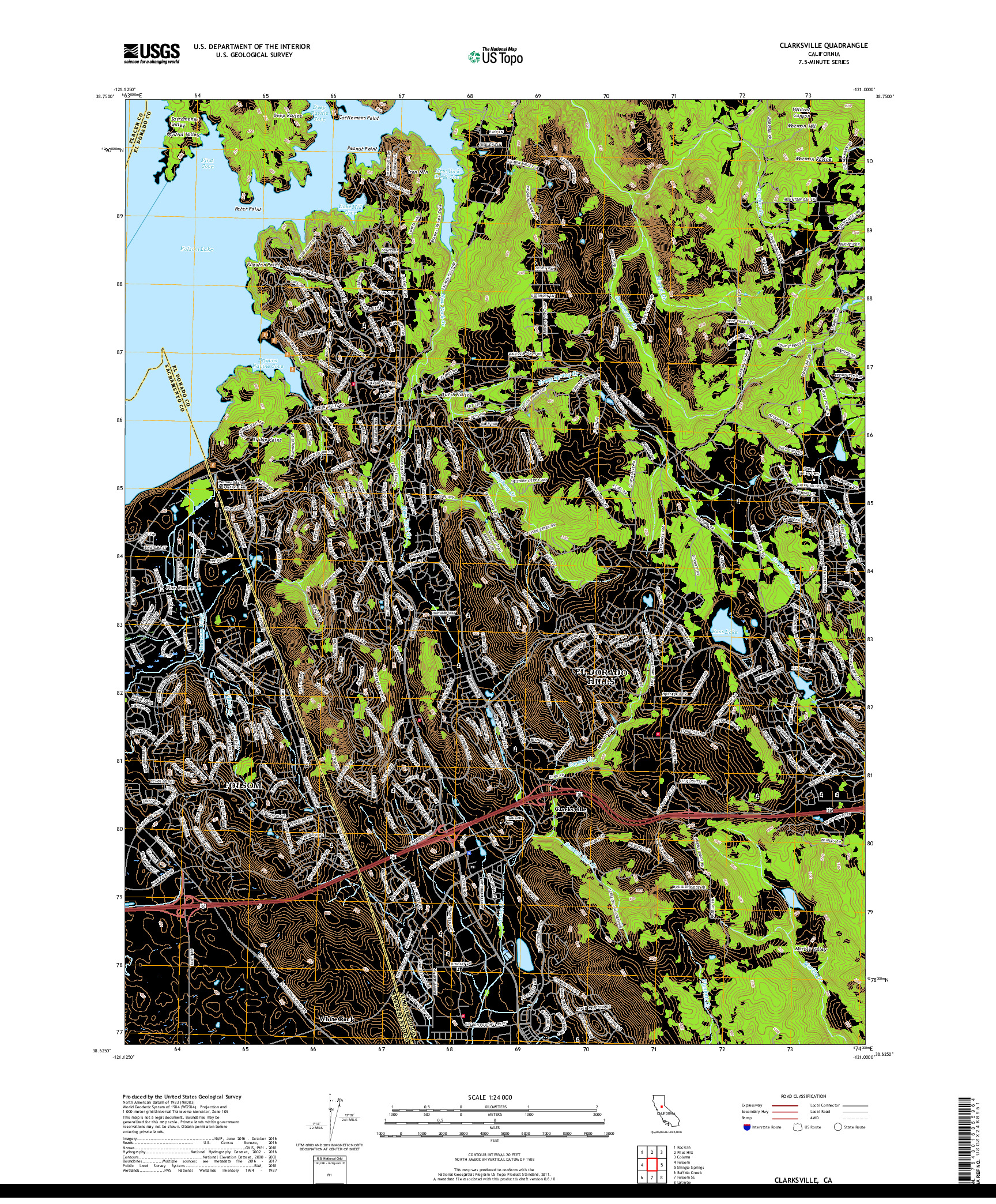 USGS US TOPO 7.5-MINUTE MAP FOR CLARKSVILLE, CA 2018